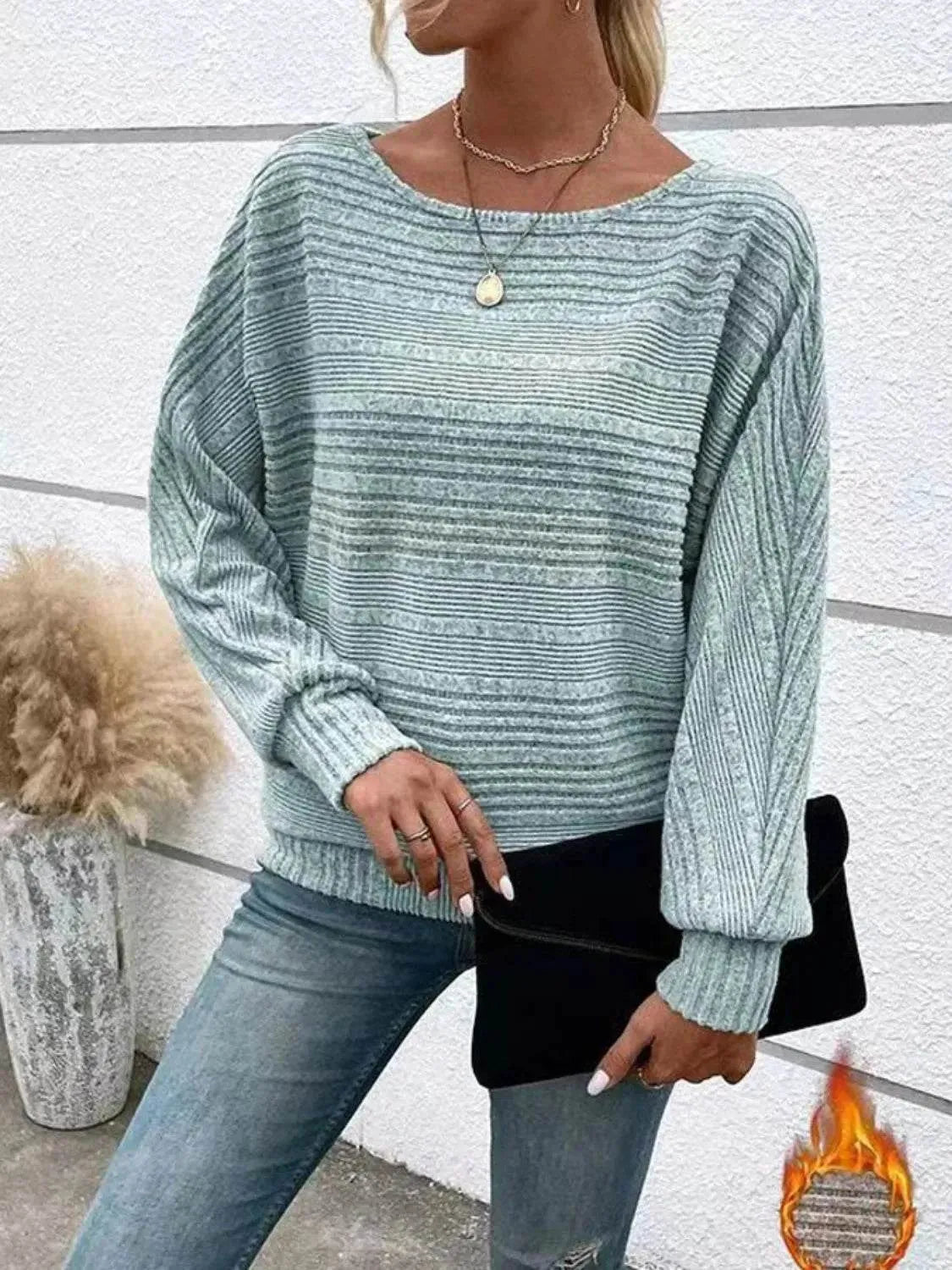 Full Size Round Neck Long Sleeve Top - Bona Fide Fashion