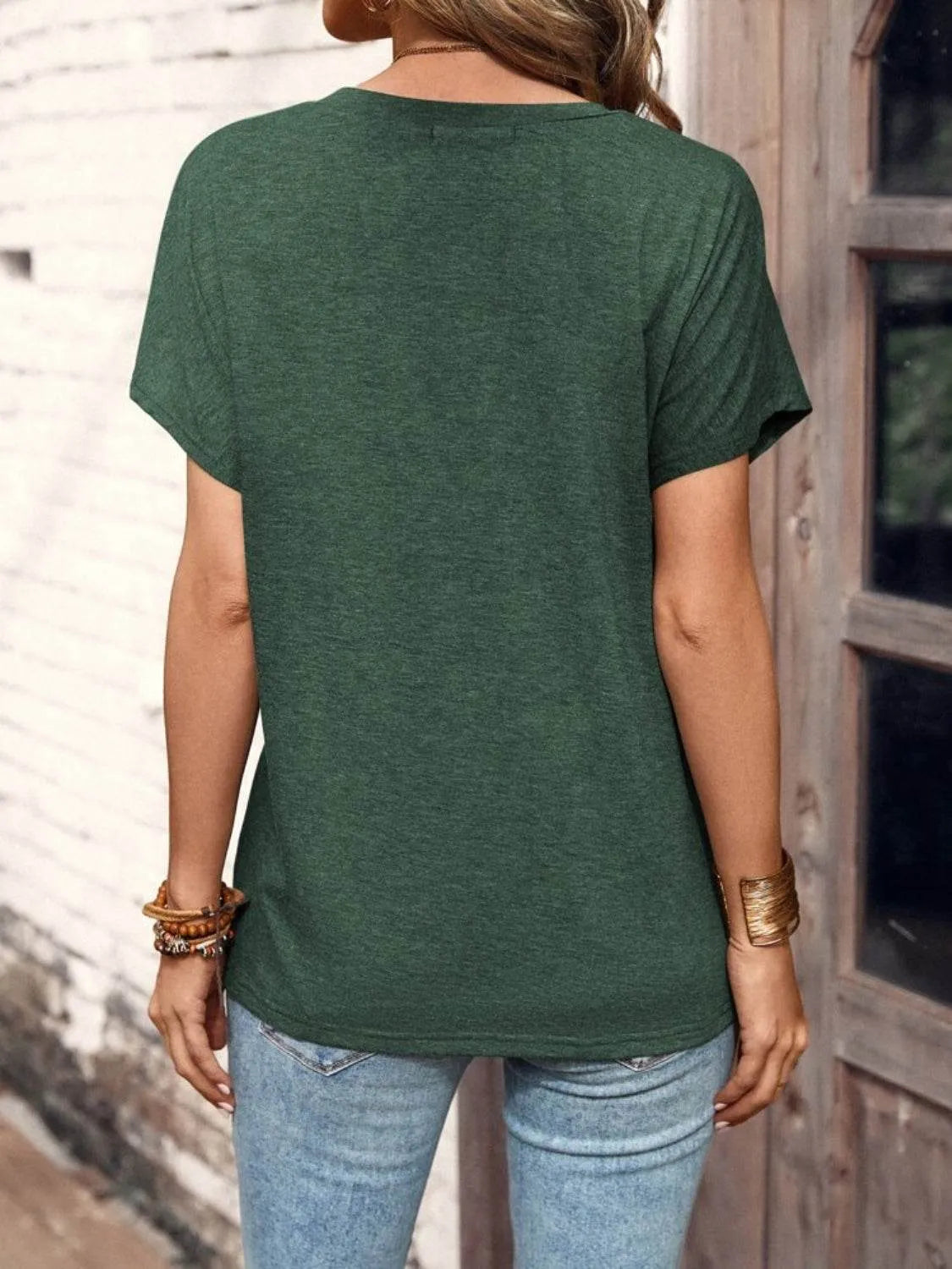 Half Button Short Sleeve Top - Bona Fide Fashion