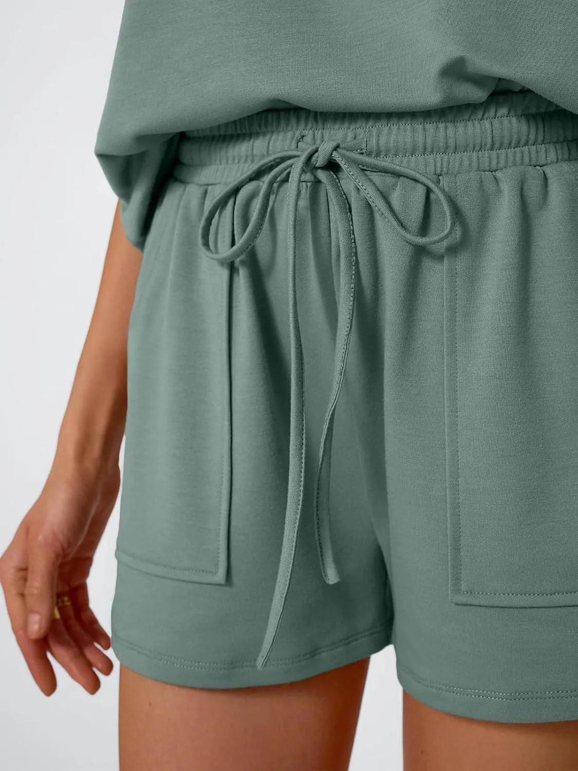 Round Neck Cap Sleeve Top and Shorts Set - Bona Fide Fashion