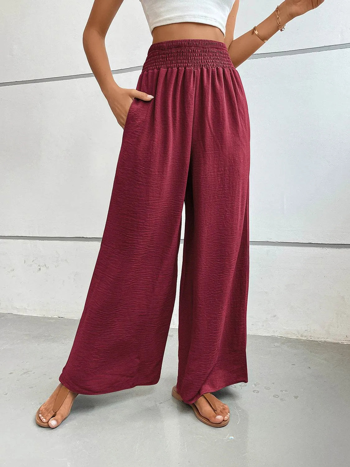 Perfee Wide Leg Pants with Pockets - Bona Fide Fashion