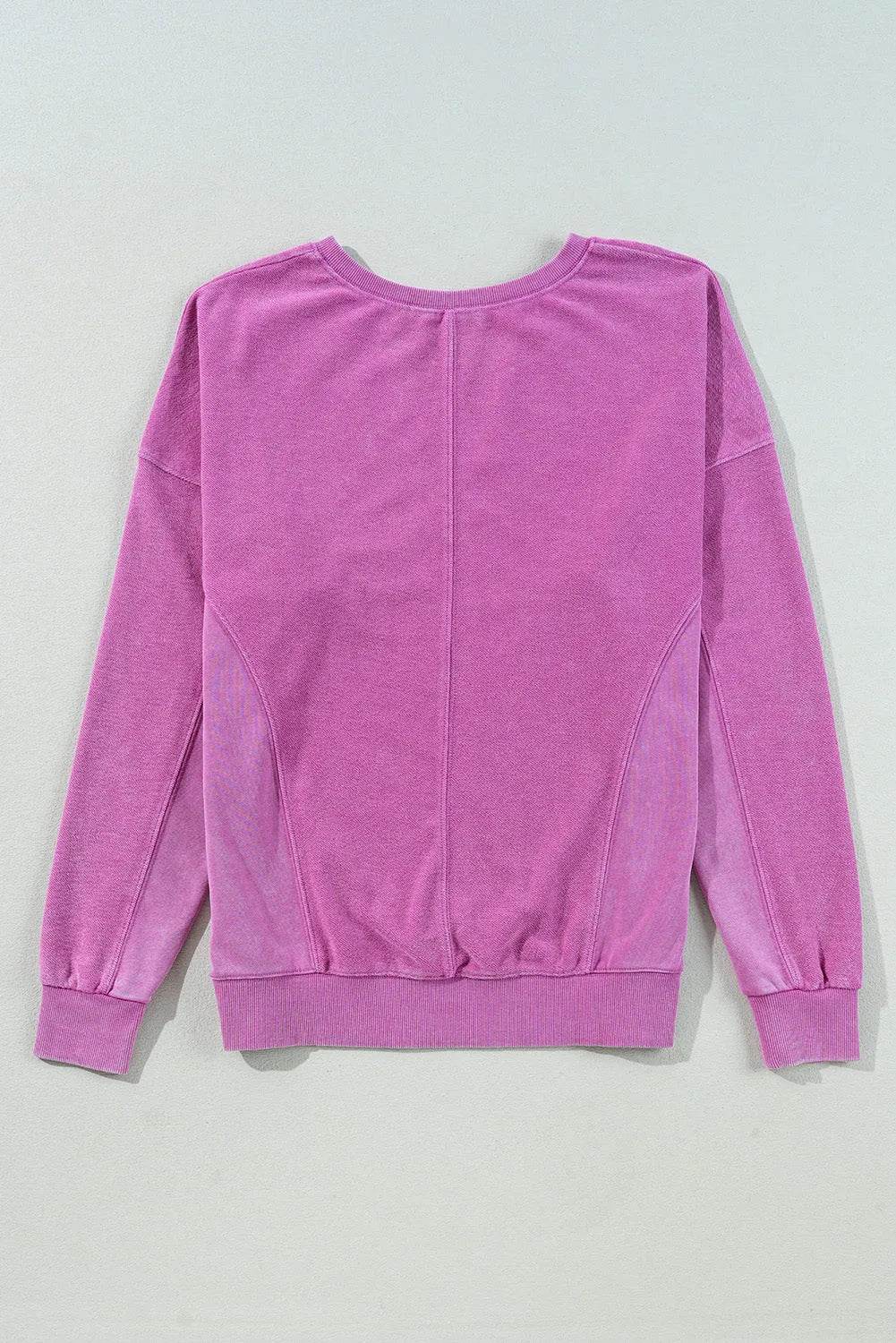 Notched Drop Shoulder Long Sleeve Sweatshirt - Bona Fide Fashion