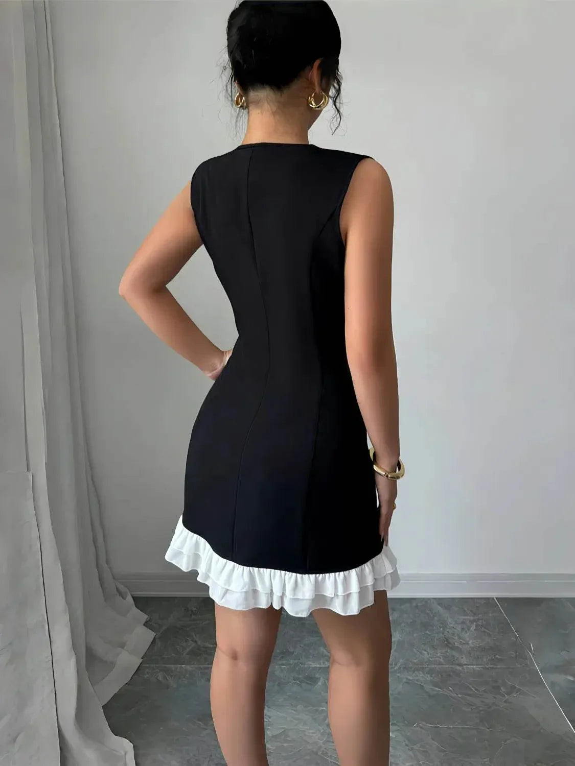 Flower Round Neck Sleeveless Dress - Bona Fide Fashion