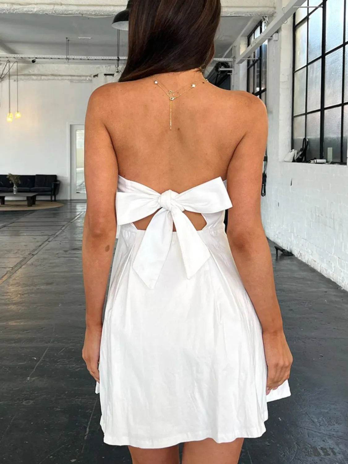 Devine Bow Back Tube Mini Dress - Bona Fide Fashion