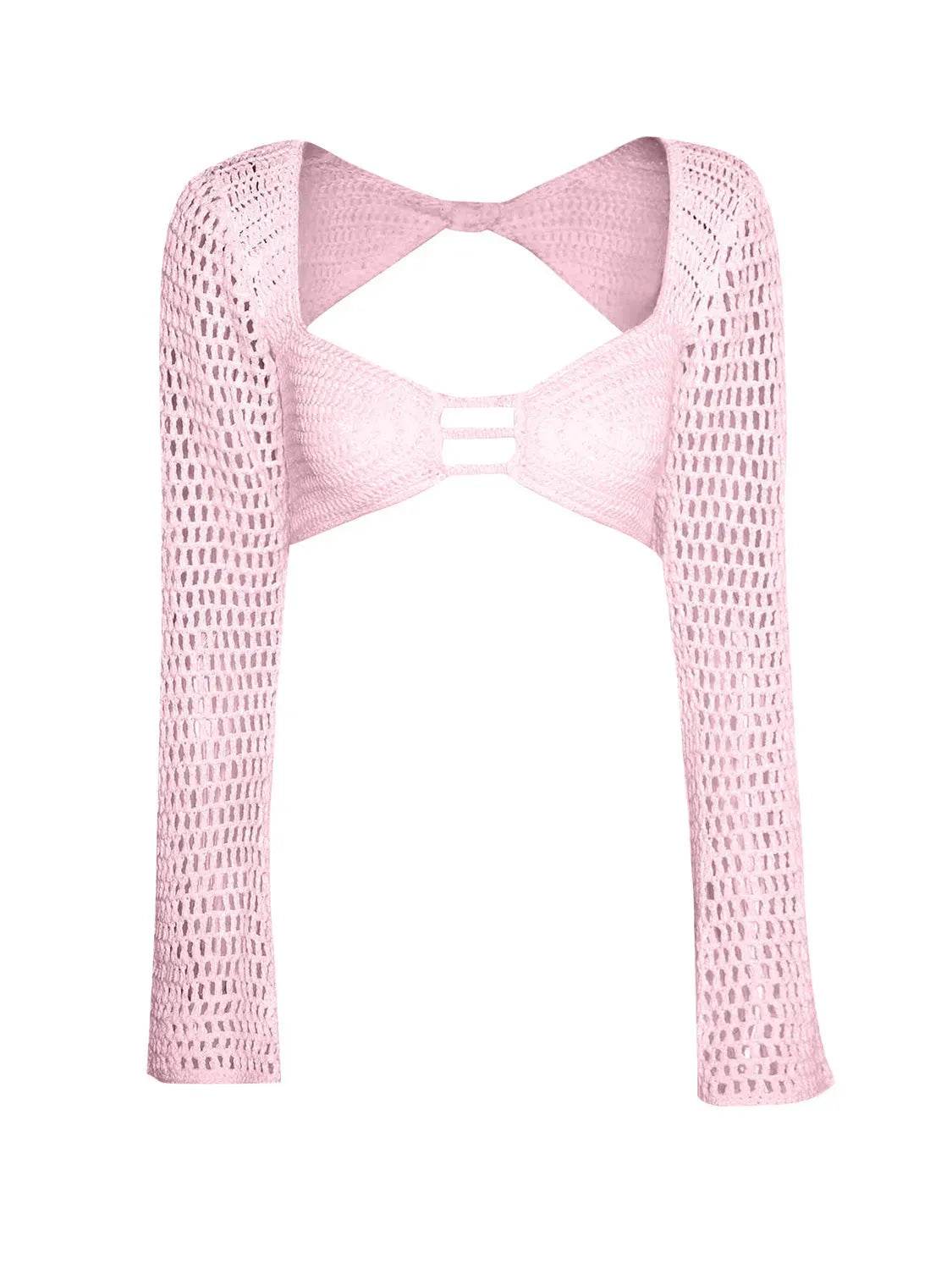 Tied Long Sleeve Top and Skirt Cover Up Set - Bona Fide Fashion