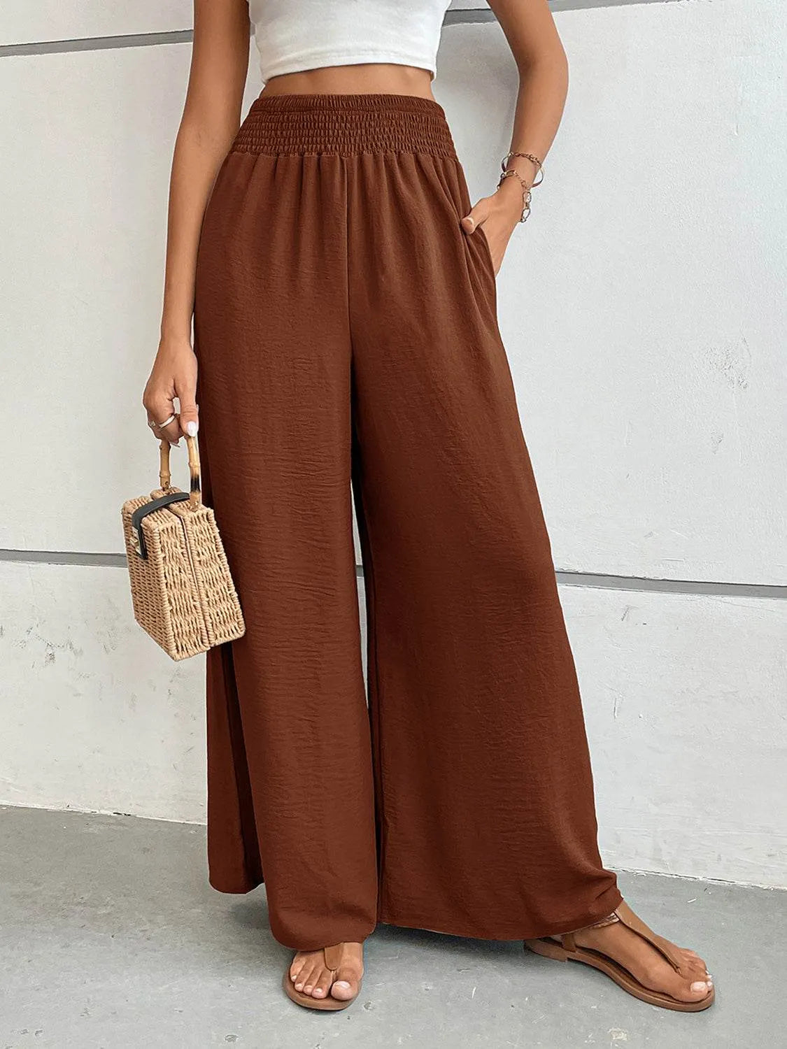 Perfee Wide Leg Pants with Pockets - Bona Fide Fashion
