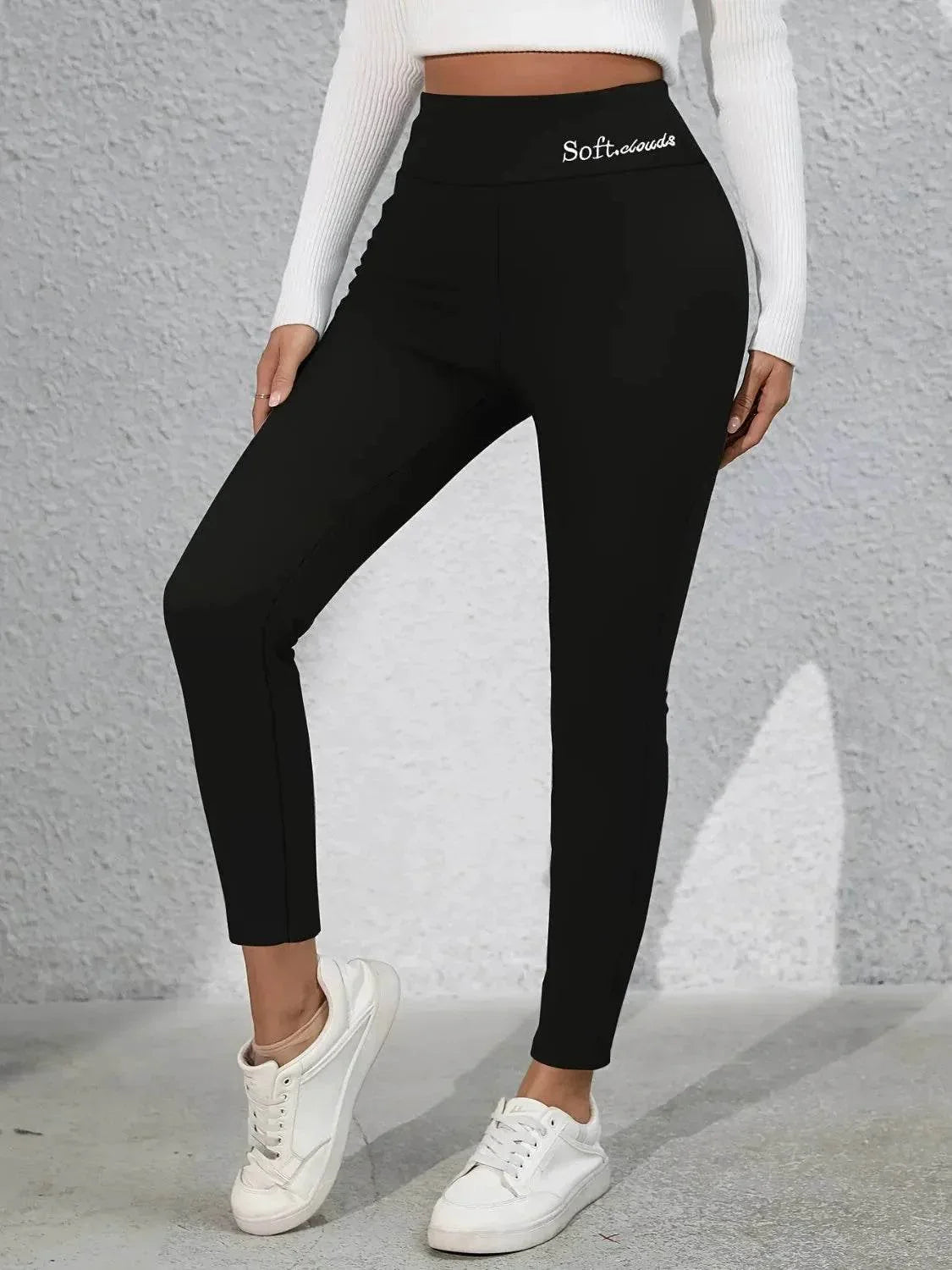 Full Size Letter Embroidered High Waist Leggings - Bona Fide Fashion