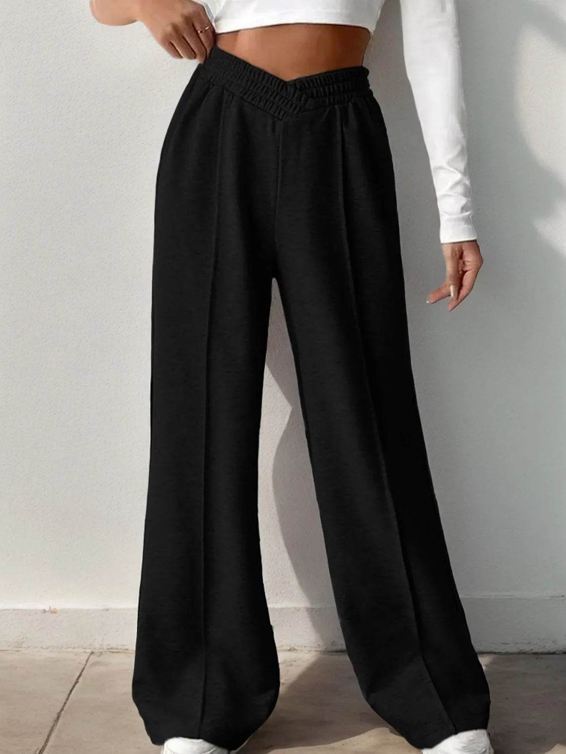 Elastic Waist Wide Leg Pants - Bona Fide Fashion