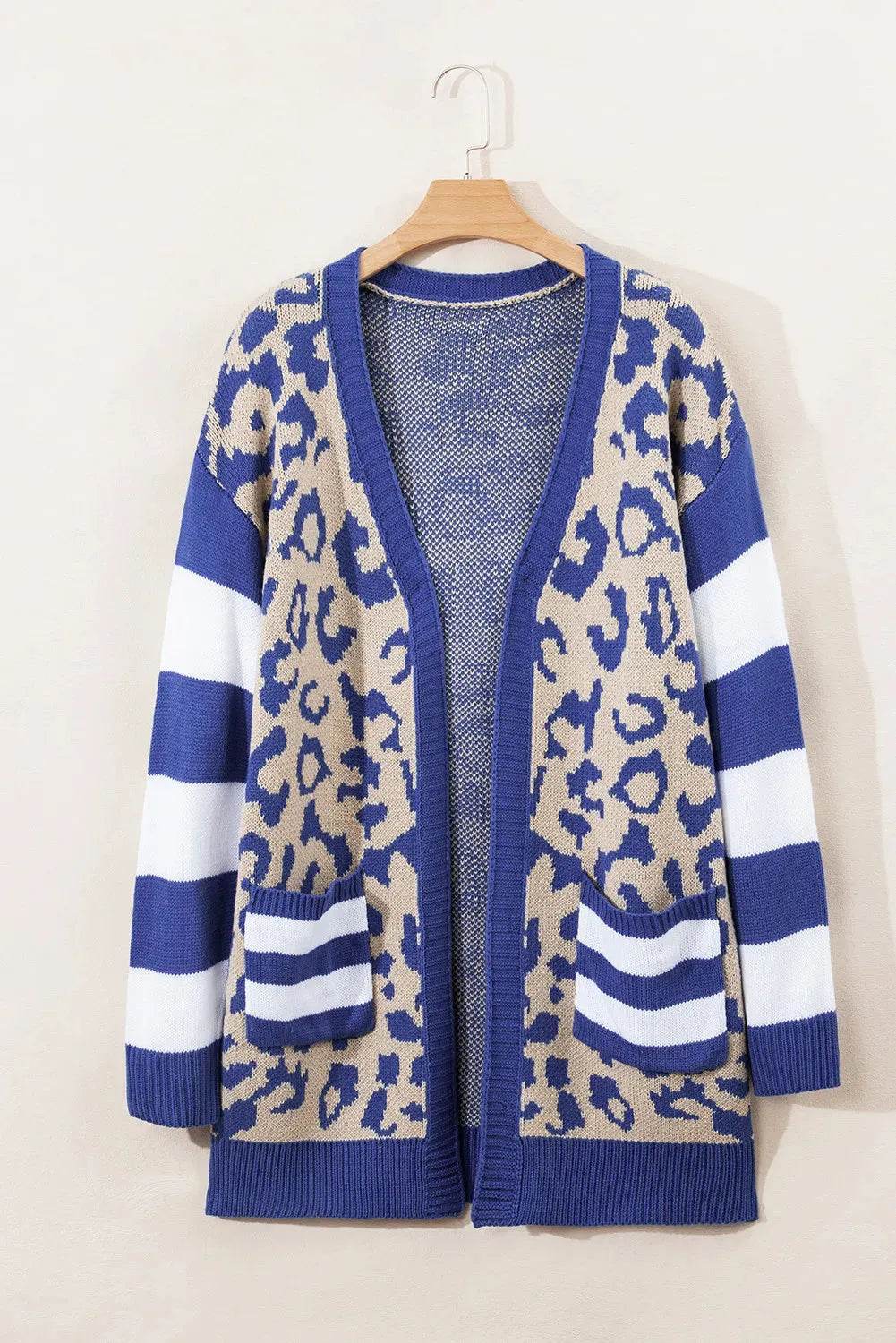 Leopard Open Front Long Sleeve Cardigan - Bona Fide Fashion