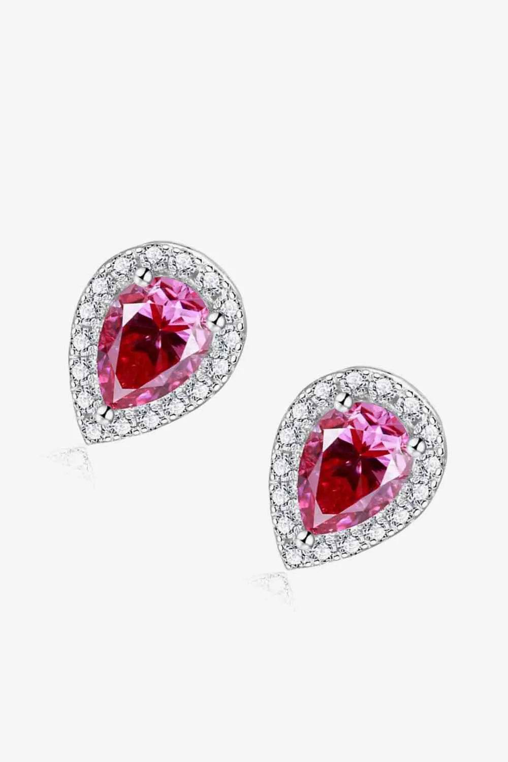 2 Carat Moissanite Teardrop Stud Earrings in Rose - Bona Fide Fashion