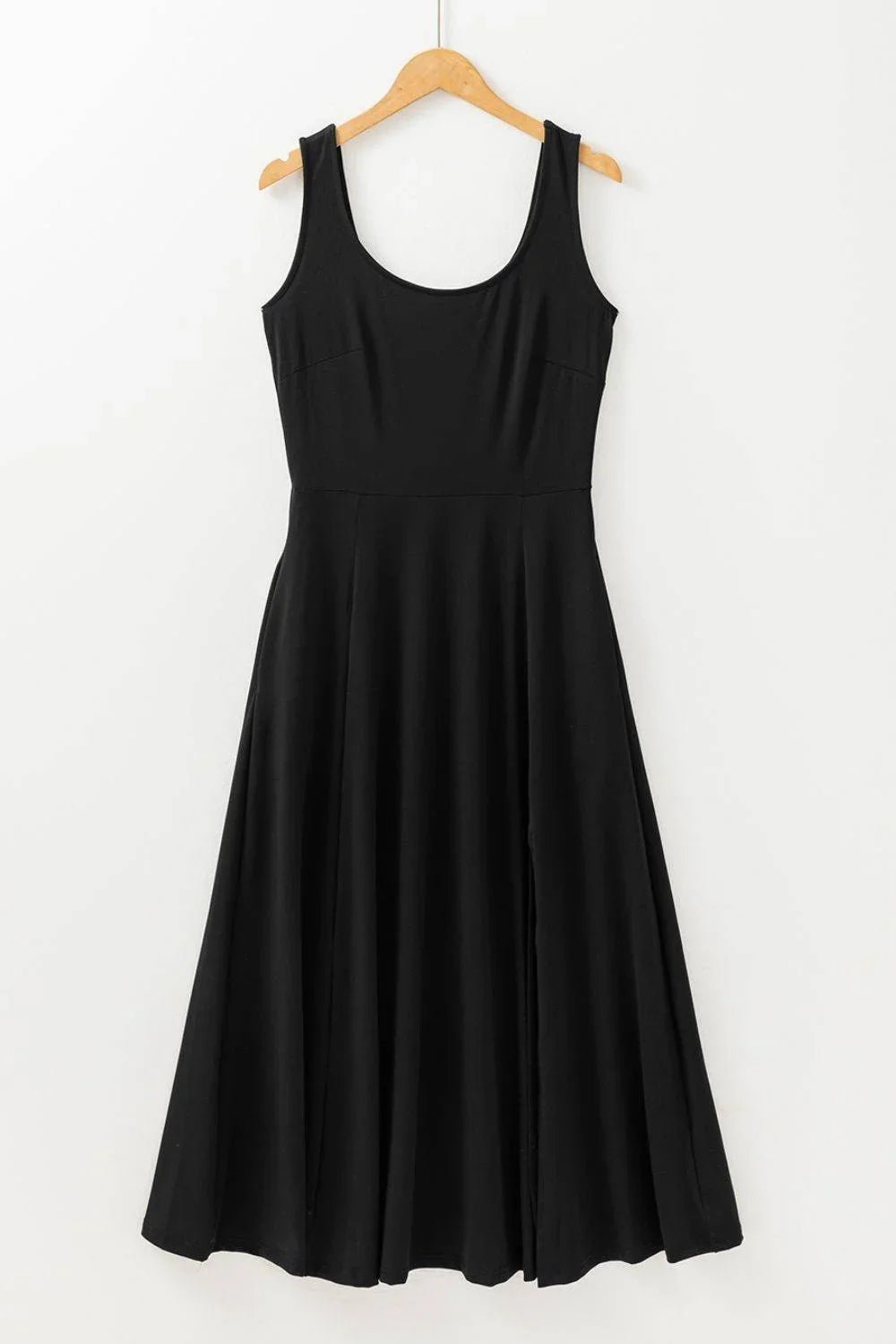 Side Slit Scoop Neck Wide Strap Dress - Bona Fide Fashion