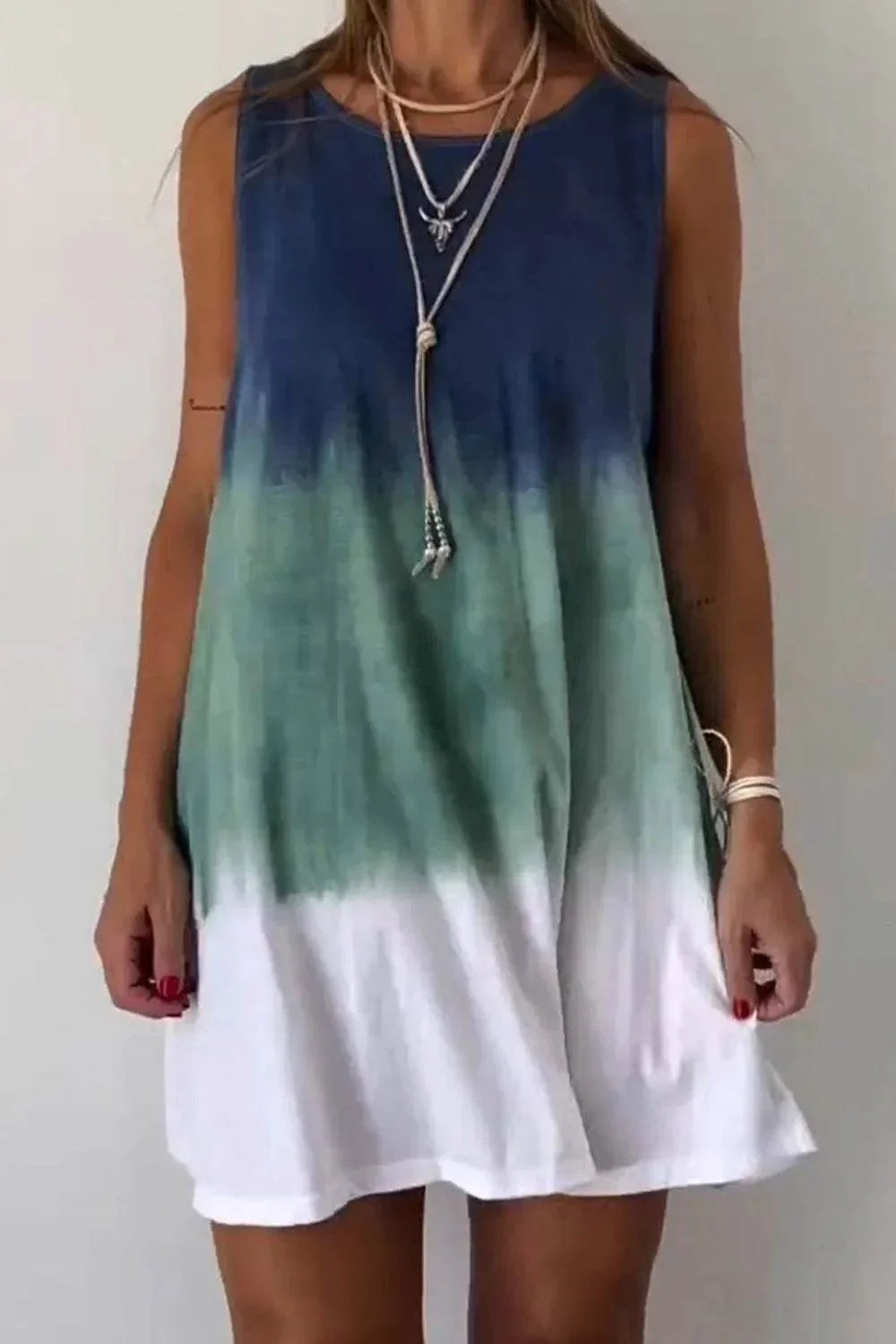 Full Size Tie-Dye Sleeveless Mini Tank Dress Plus Size - Bona Fide Fashion