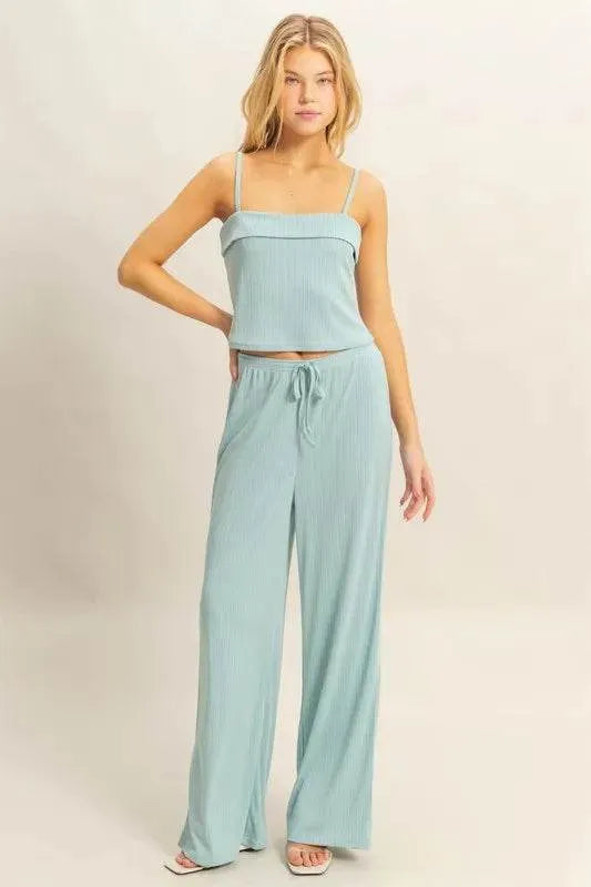 HYFVE Rib Knit Cami Top and Pants Set - Bona Fide Fashion