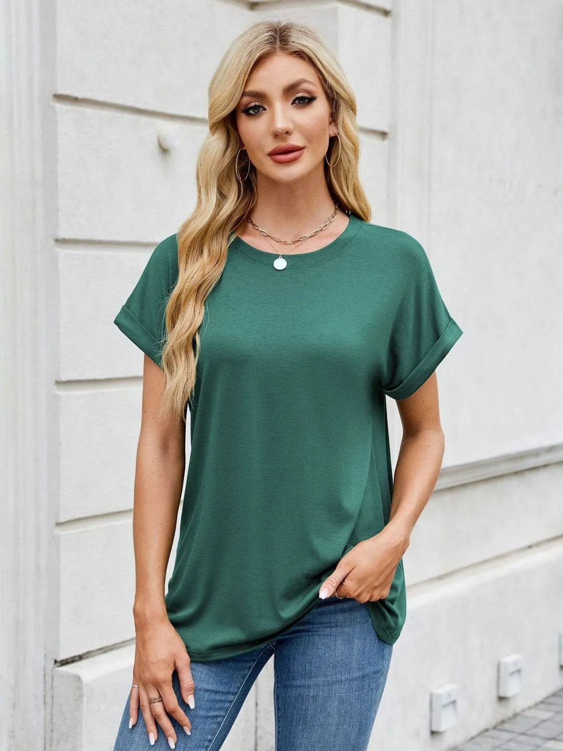 Florira Round Neck Short Sleeve T-Shirt - Bona Fide Fashion