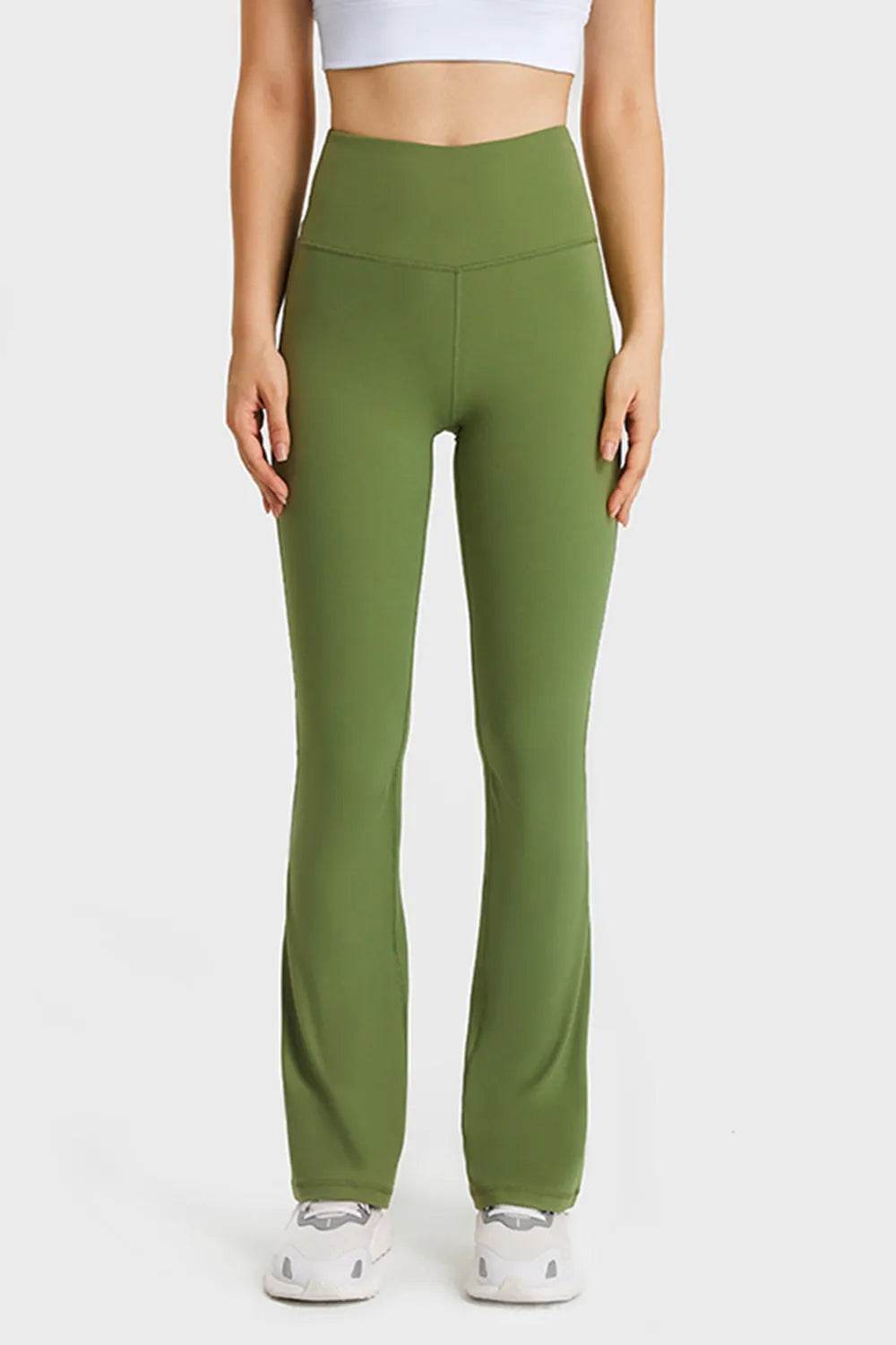 Millennia Elastic Waist Flare Yoga Pants - Bona Fide Fashion