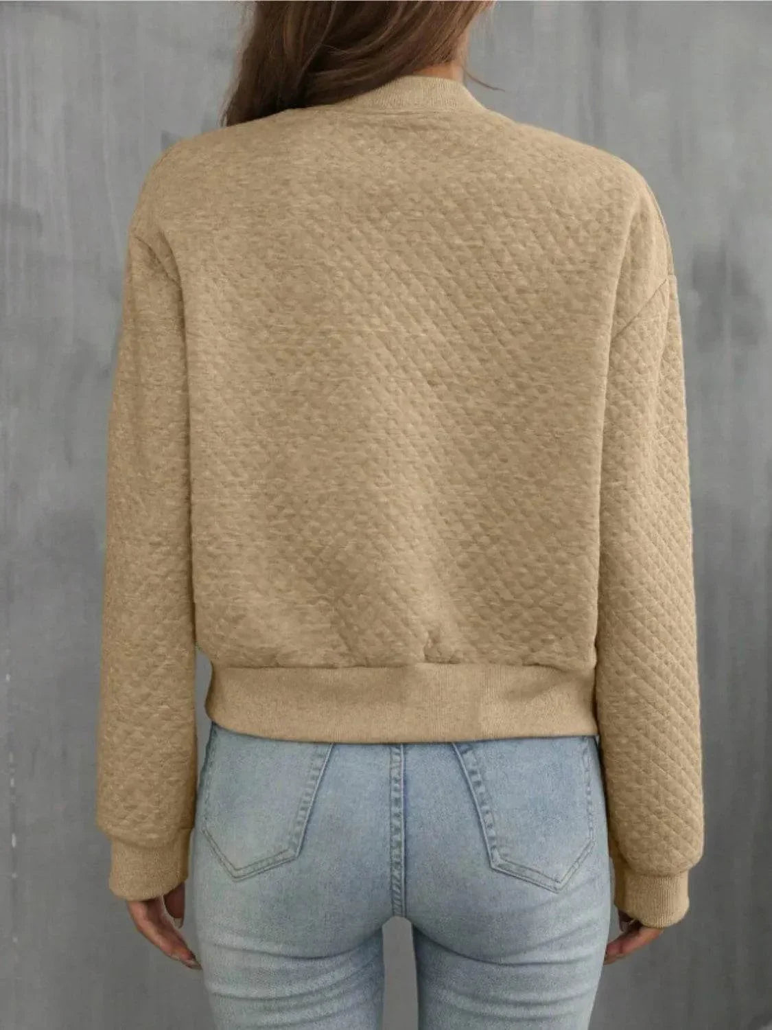 Zip Up Long Sleeve Jacket - Bona Fide Fashion