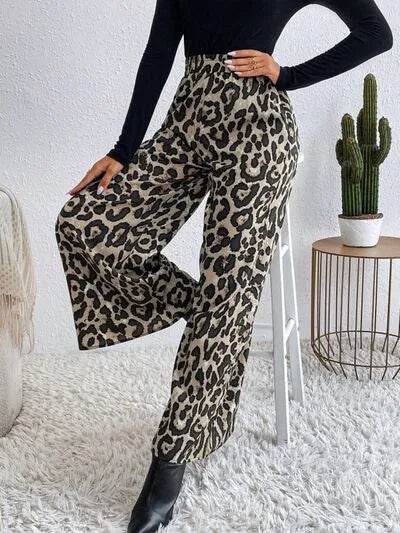 Printed Elastic Waist Wide Leg Pants - Bona Fide Fashion