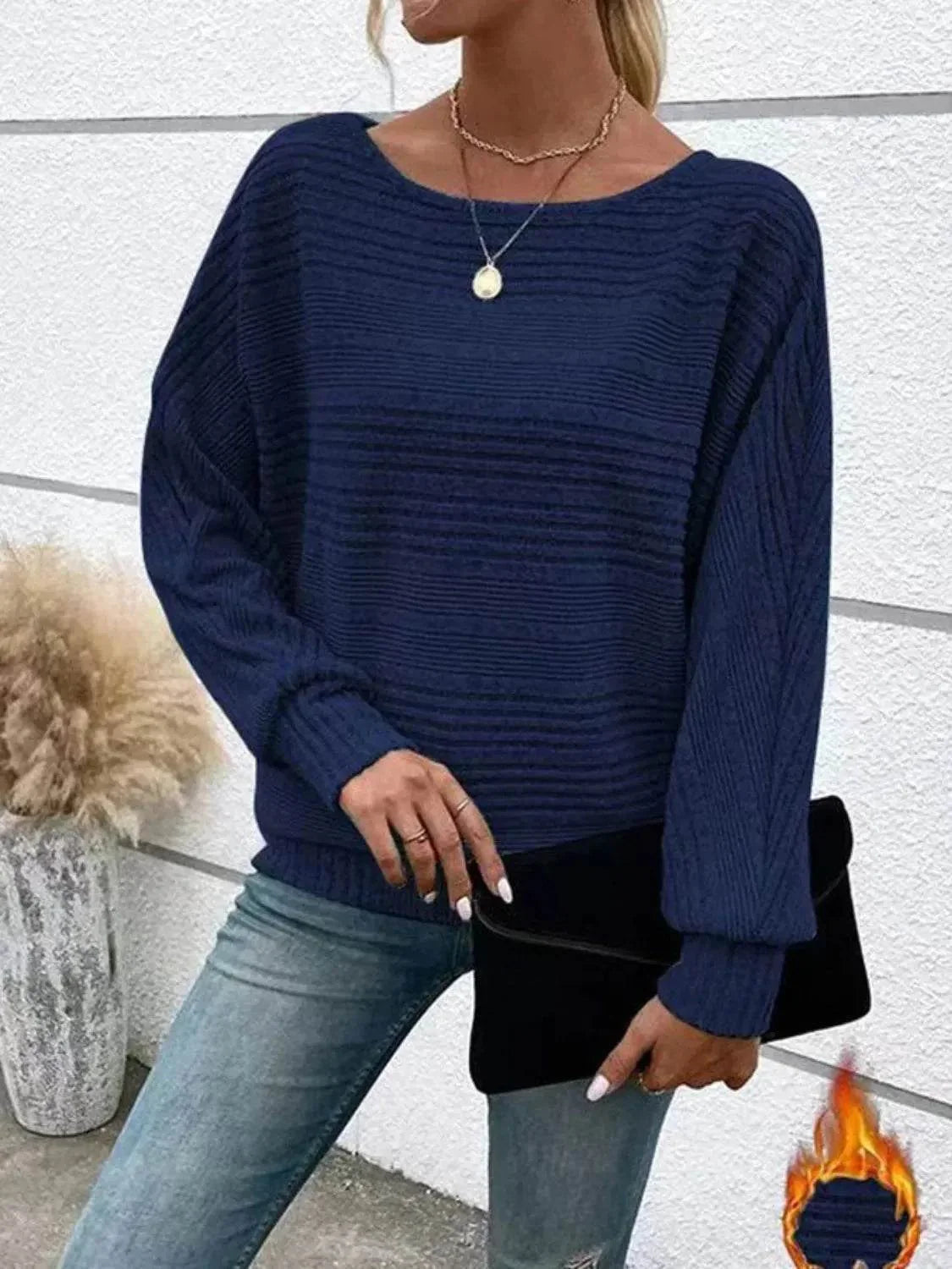 Full Size Round Neck Long Sleeve Top - Bona Fide Fashion