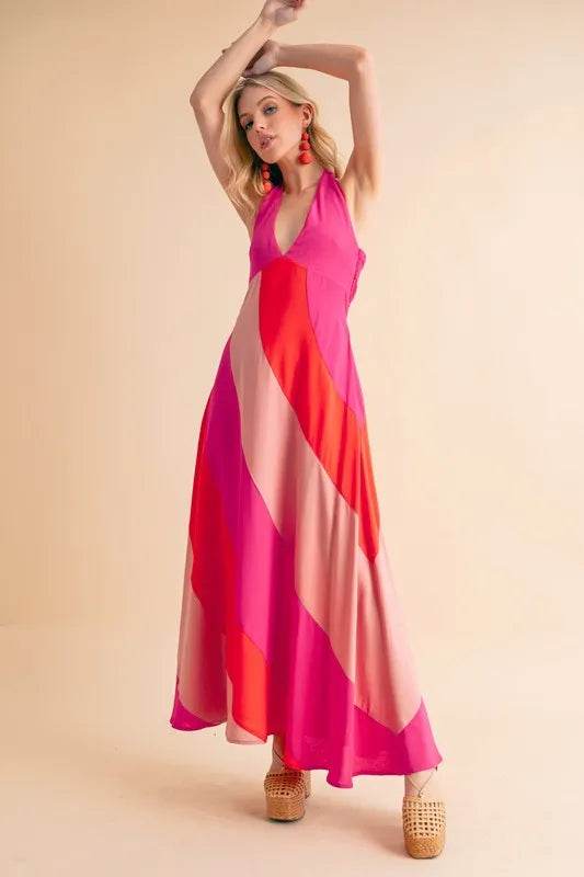 Aemi+Co Color Block Sleeveless Maxi Dress - Bona Fide Fashion