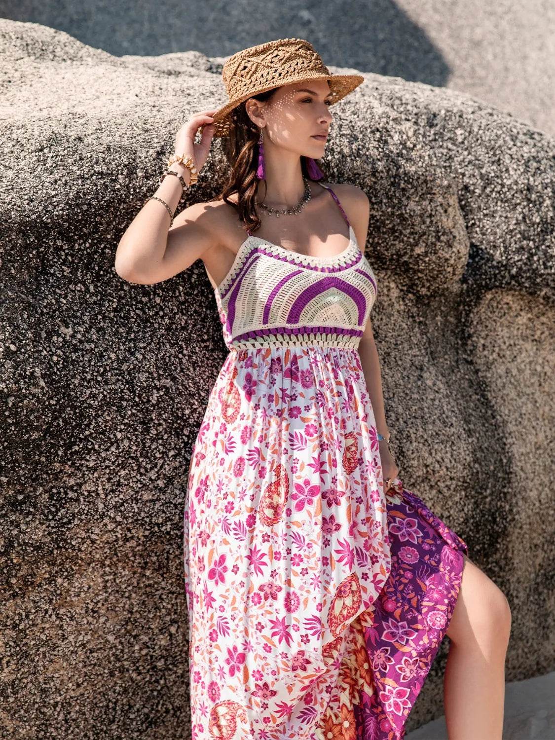 Printed Scoop Neck Cami Dress - Bona Fide Fashion