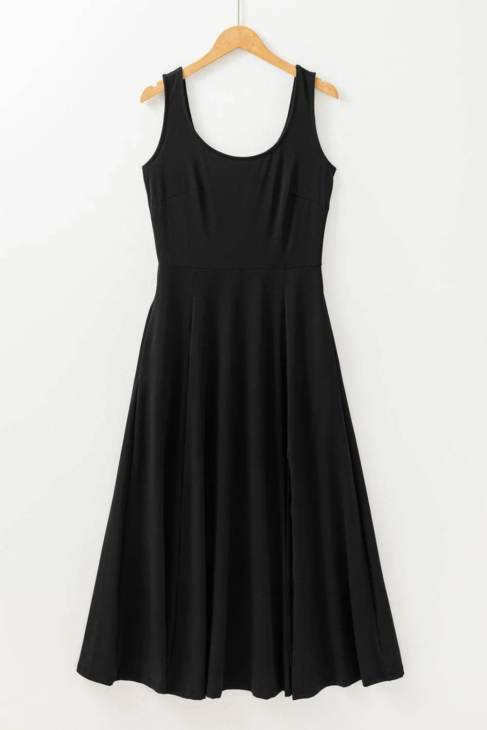 Side Slit Scoop Neck Wide Strap Dress - Bona Fide Fashion