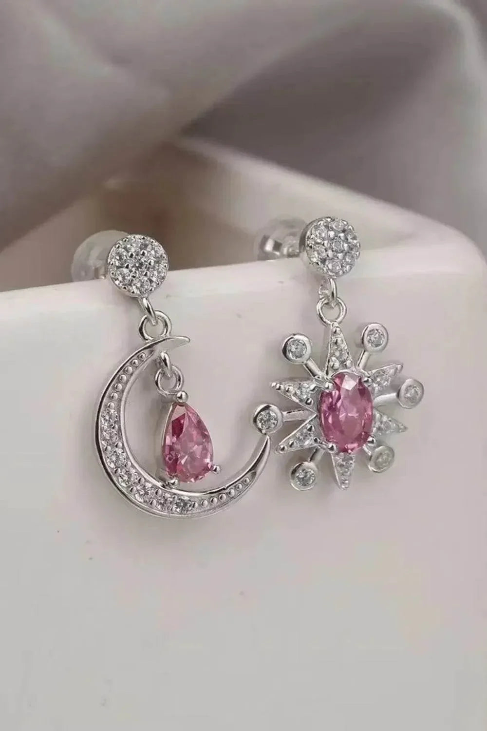 2 Carat Moissanite 925 Sterling Silver Moon & Star Earrings - Bona Fide Fashion