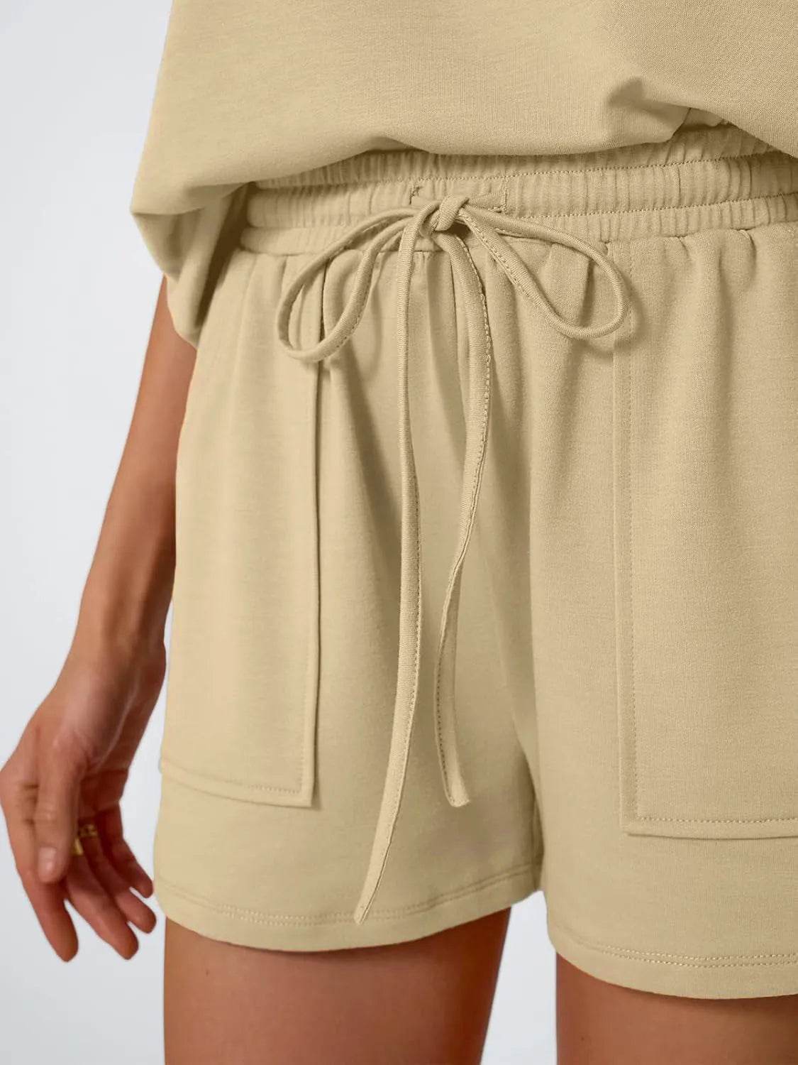 Round Neck Cap Sleeve Top and Shorts Set - Bona Fide Fashion