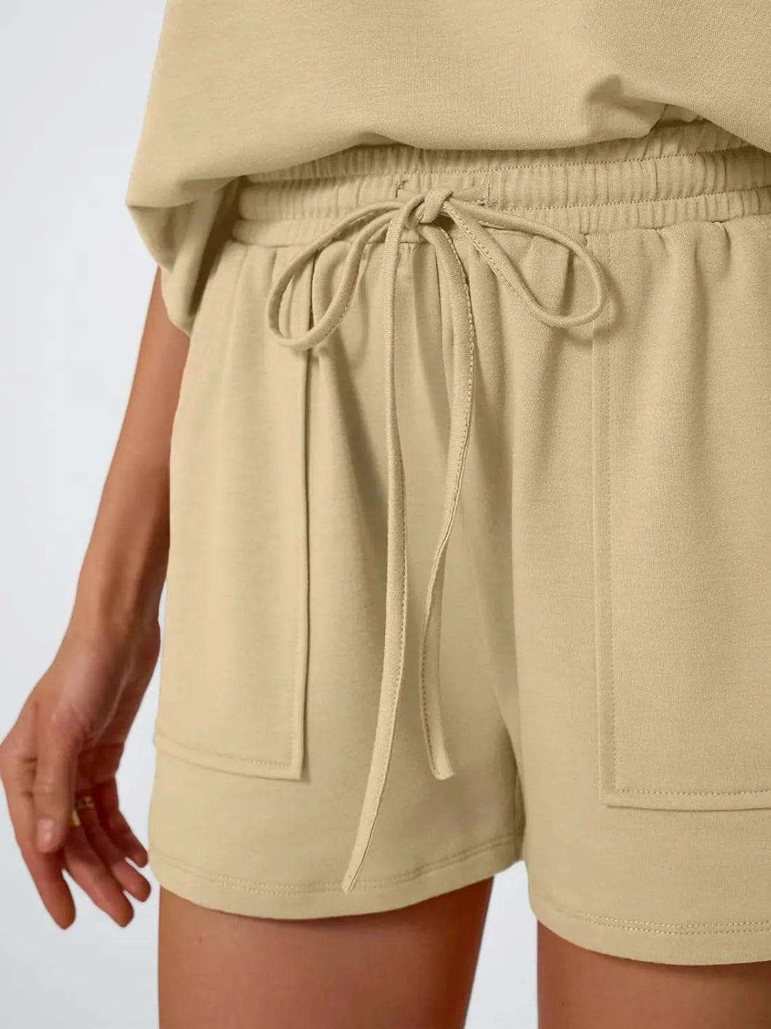 Round Neck Cap Sleeve Top and Shorts Set - Bona Fide Fashion