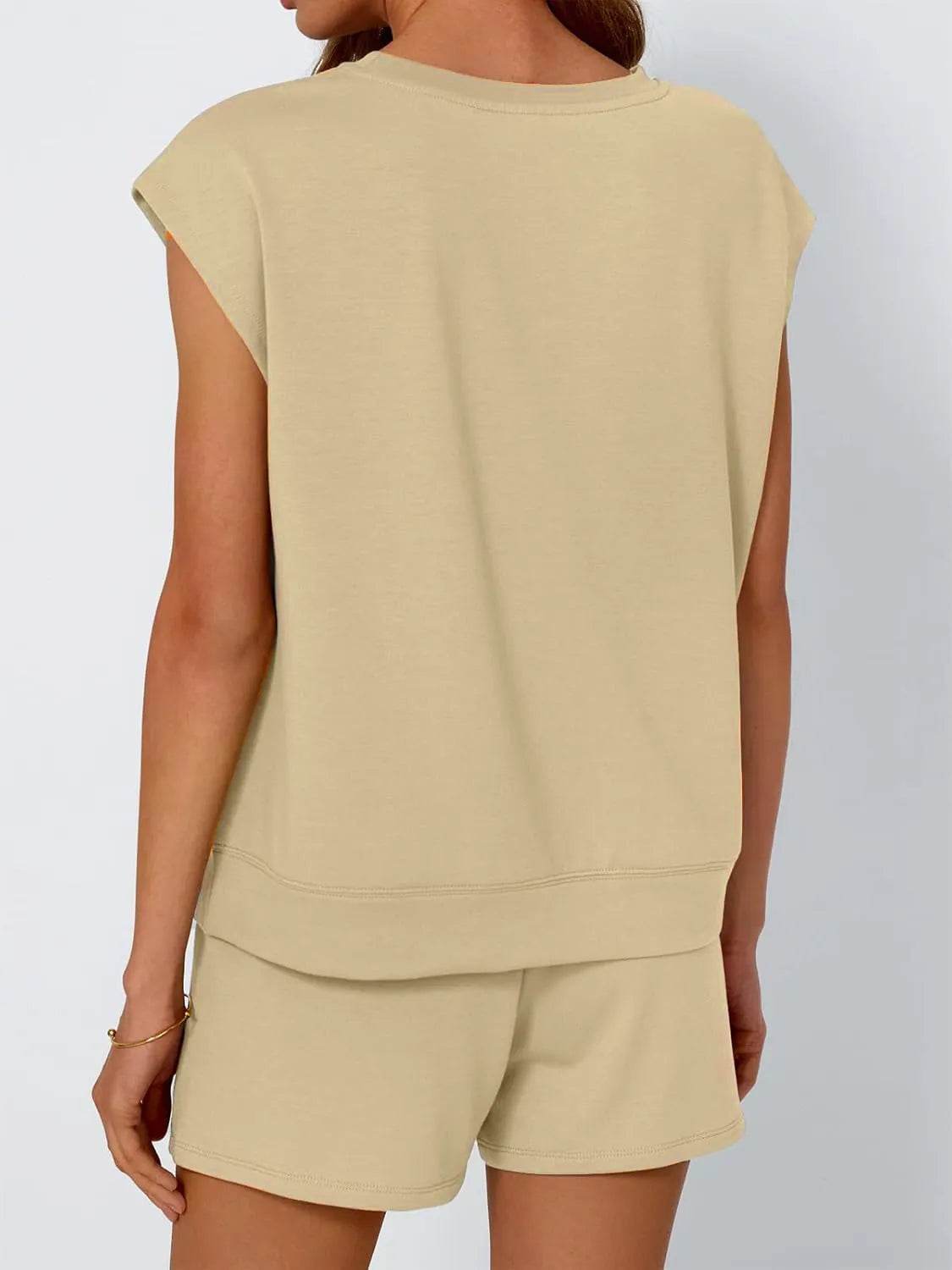Round Neck Cap Sleeve Top and Shorts Set - Bona Fide Fashion