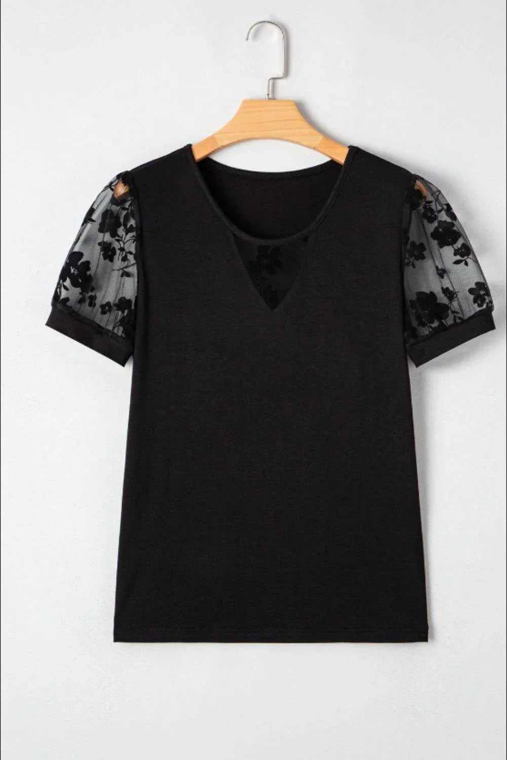 Flora Lace Patchwork Crew Neck Top - Bona Fide Fashion
