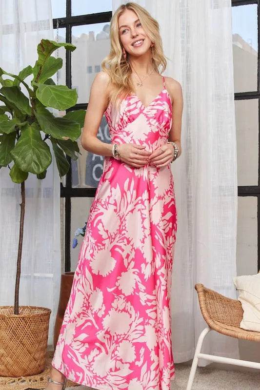 Adora Print Spaghetti Strap Maxi Dress – Boho Chic Lightweight Summer Dress - Bona Fide Fashion