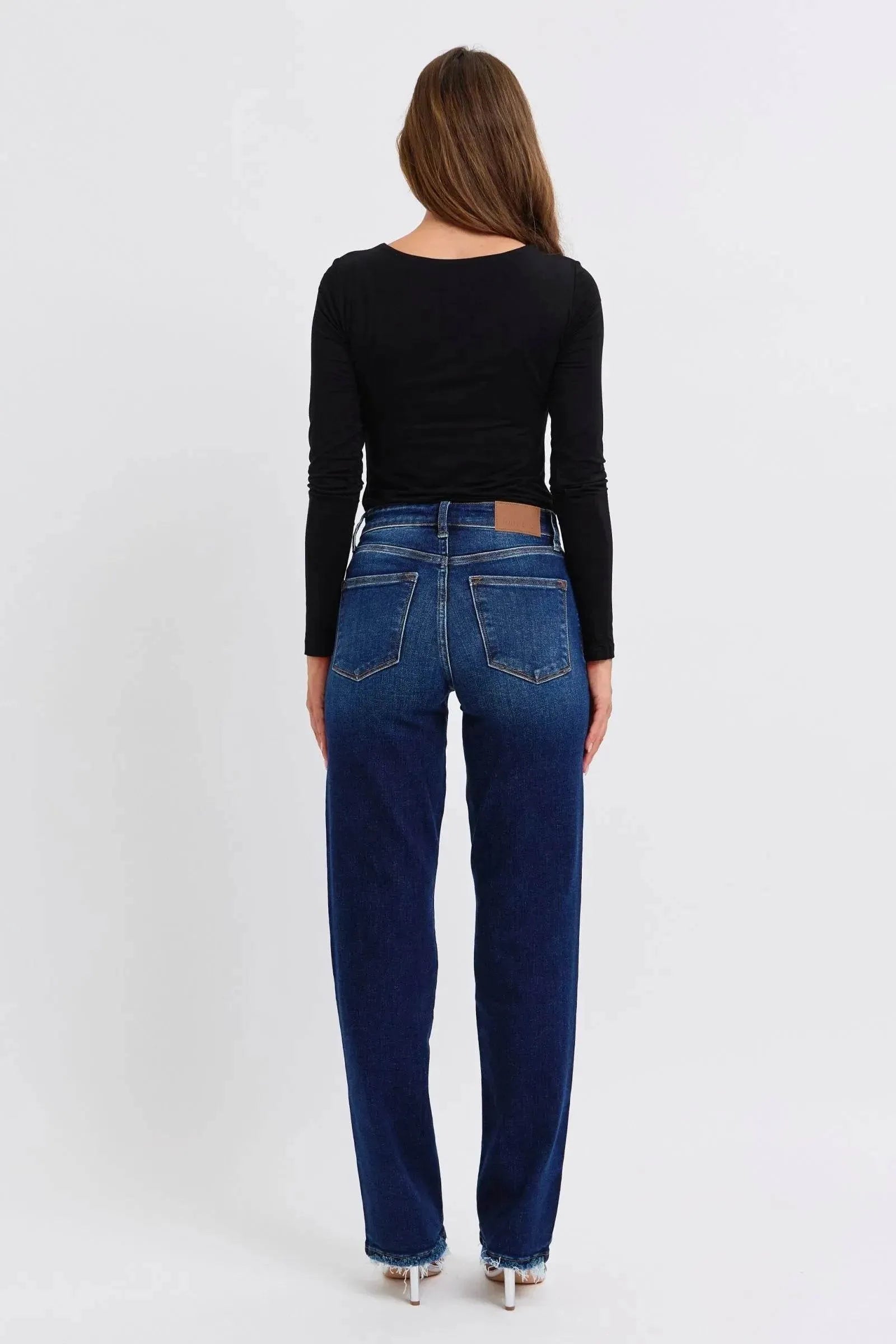 Judy Blue Full Size Raw Hem Straight Leg Jeans - Bona Fide Fashion