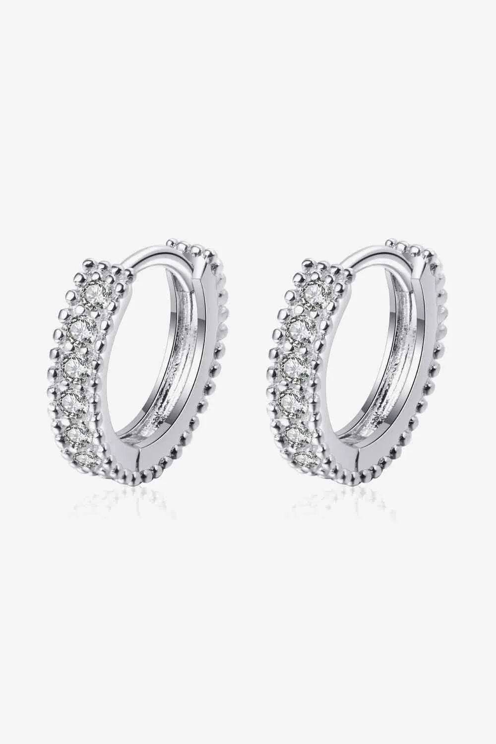 925 Sterling Silver Inlaid Moissanite Huggie Earrings - Bona Fide Fashion