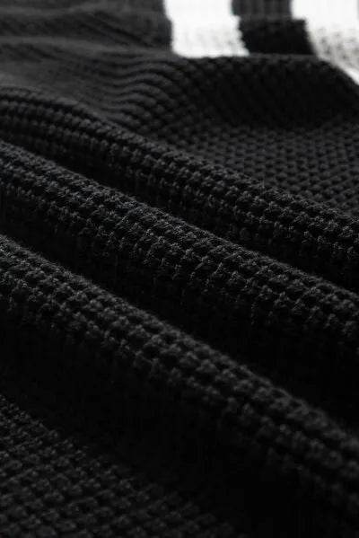 Striped & Checkered Turtleneck Dropped Shoulder Sweater - Bona Fide Fashion