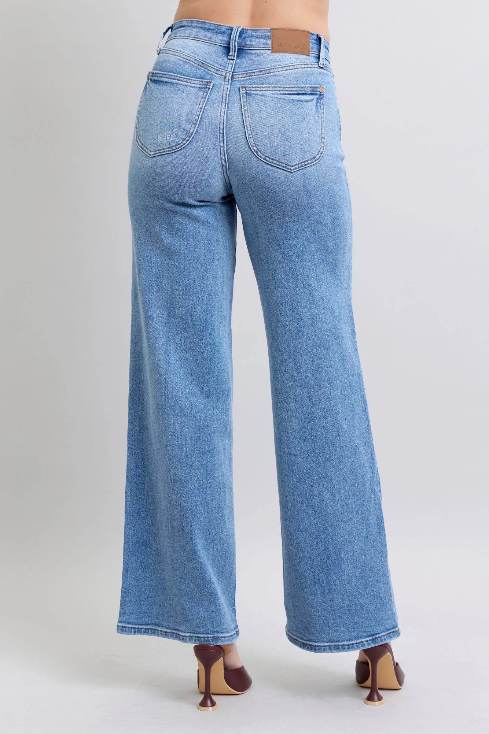 Judy Blue Full Size Wide Leg Jeans with Pockets - Bona Fide Fashion