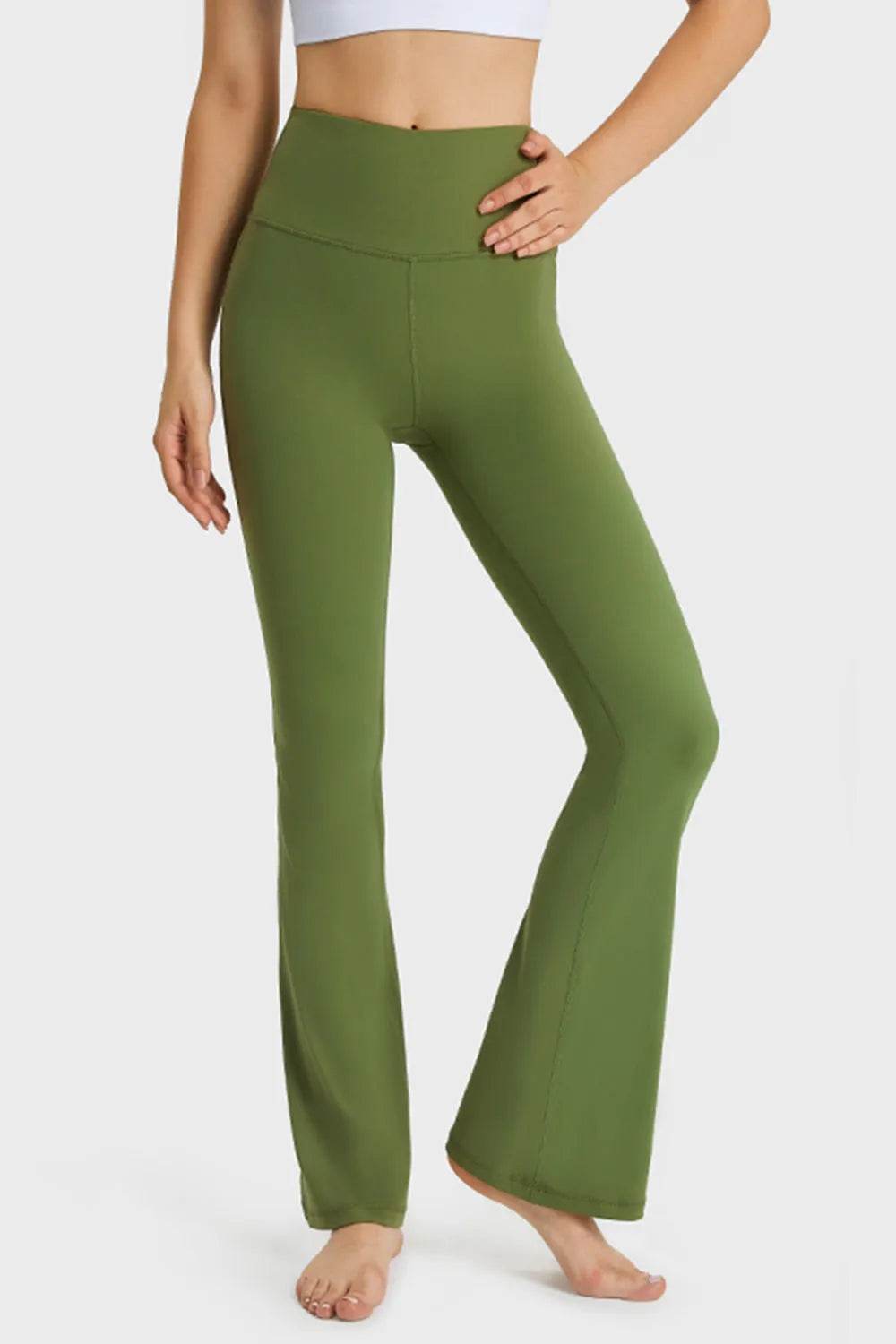 Millennia Elastic Waist Flare Yoga Pants - Bona Fide Fashion