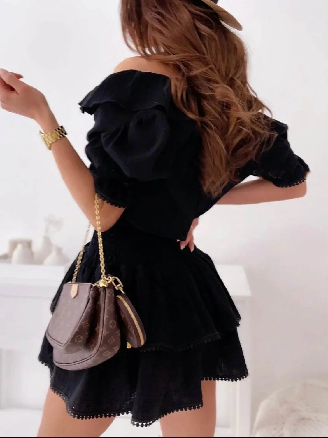 Ruffled Smocked Layered Mini Dress - Bona Fide Fashion