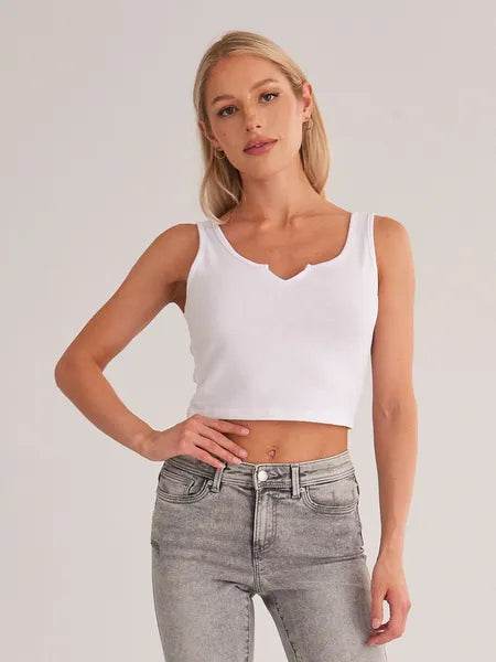 Cropped Split Neckline Knit Tank Top HNYB7L59KN - Bona Fide Fashion