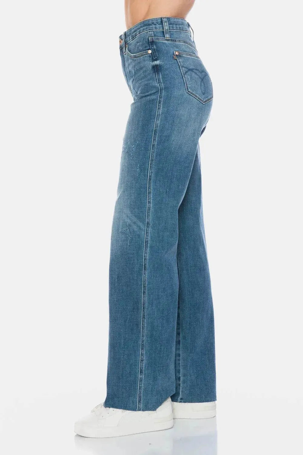 Judy Blue Full Size Tummy Control Cut Raw Hem Straight Jeans - Bona Fide Fashion
