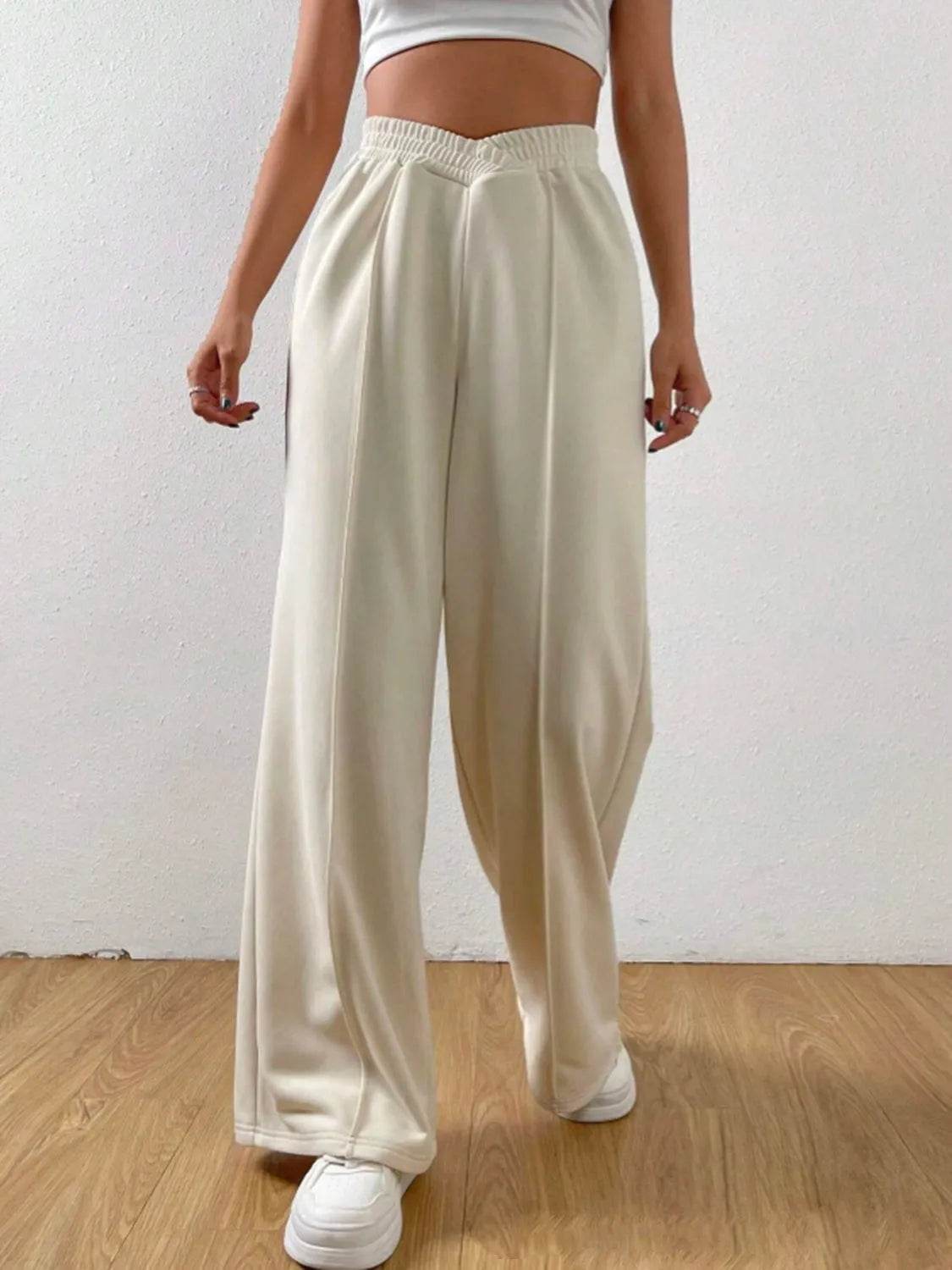 Elastic Waist Wide Leg Pants - Bona Fide Fashion