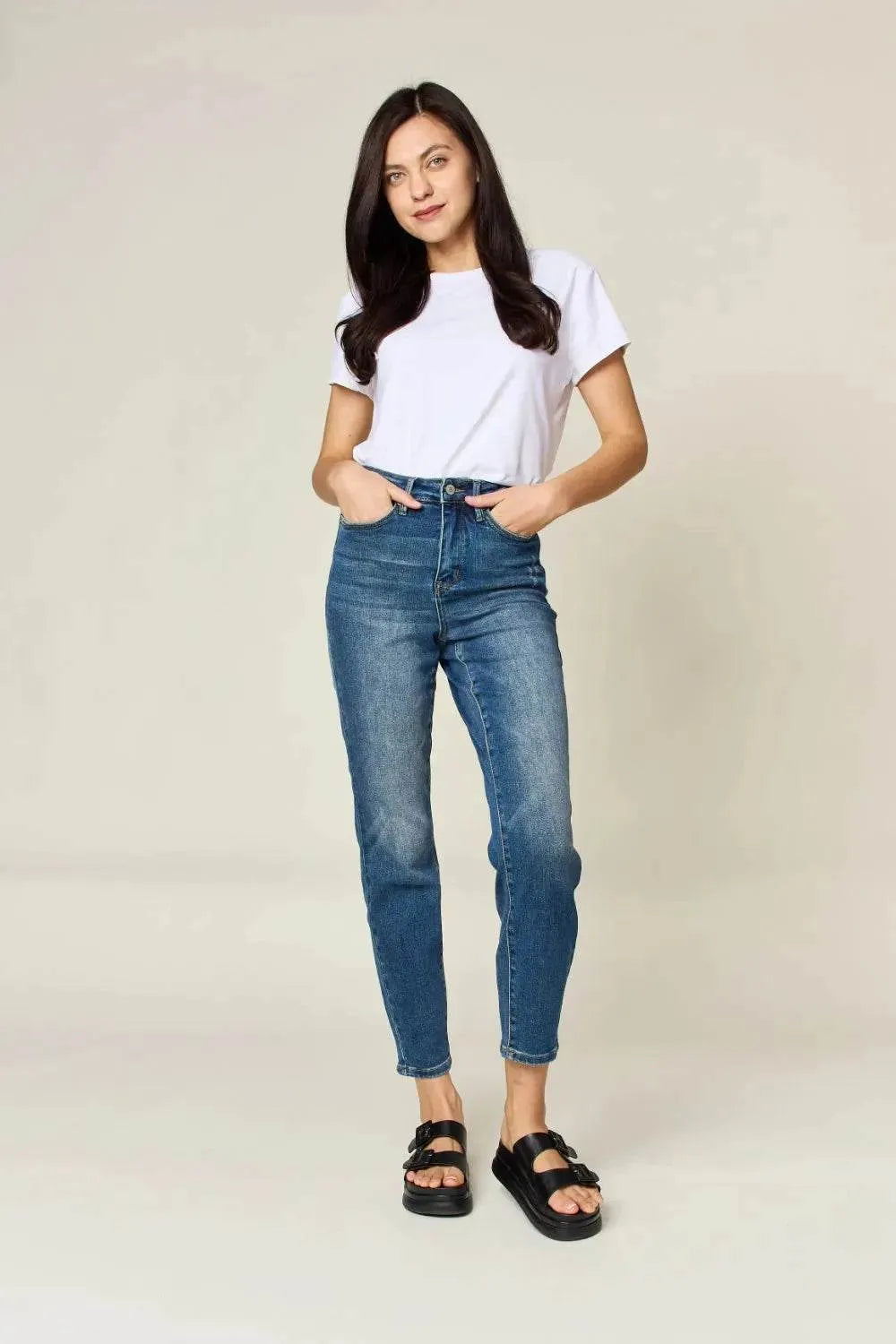 Judy Blue Full Size Tummy Control High Waist Slim Jeans - Bona Fide Fashion