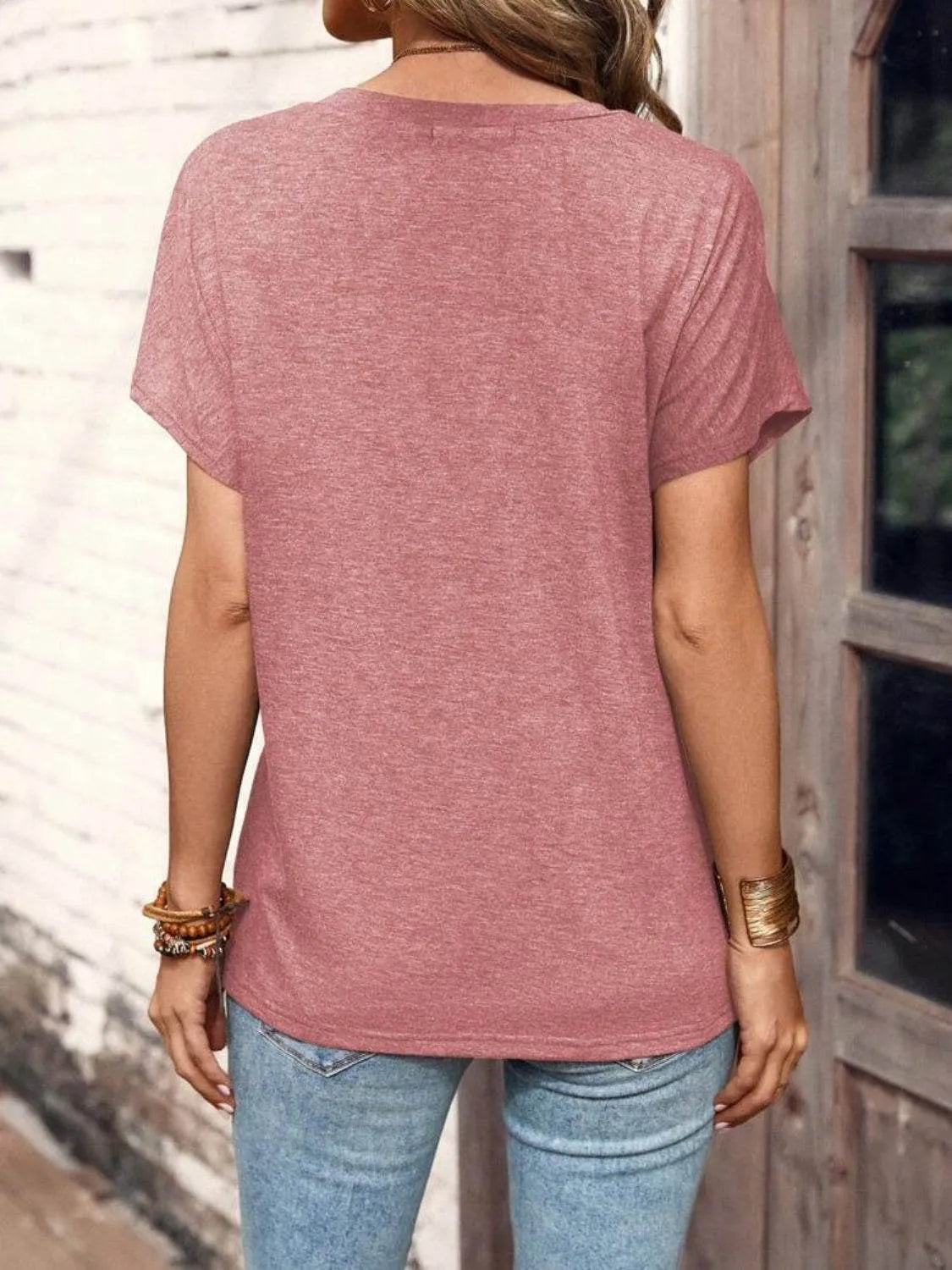 Half Button Short Sleeve Top - Bona Fide Fashion