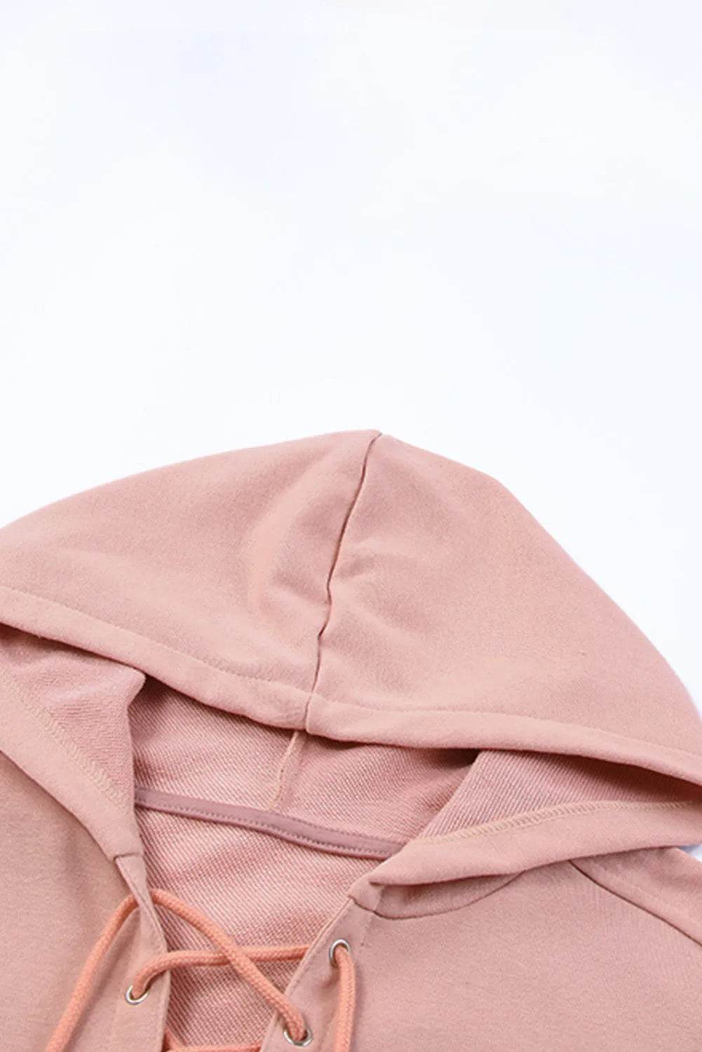 Lace Up Long Sleeve Hoodie - Bona Fide Fashion