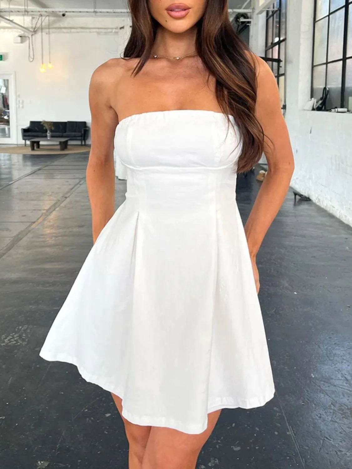 Devine Bow Back Tube Mini Dress - Bona Fide Fashion
