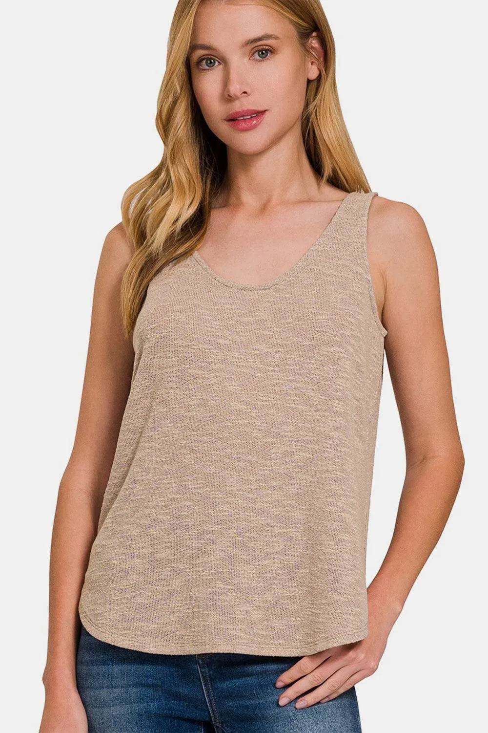 Zenana Round Neck Tank Top – Curved Hem Sleeveless Basic for Everyday Wear - Bona Fide Fashion