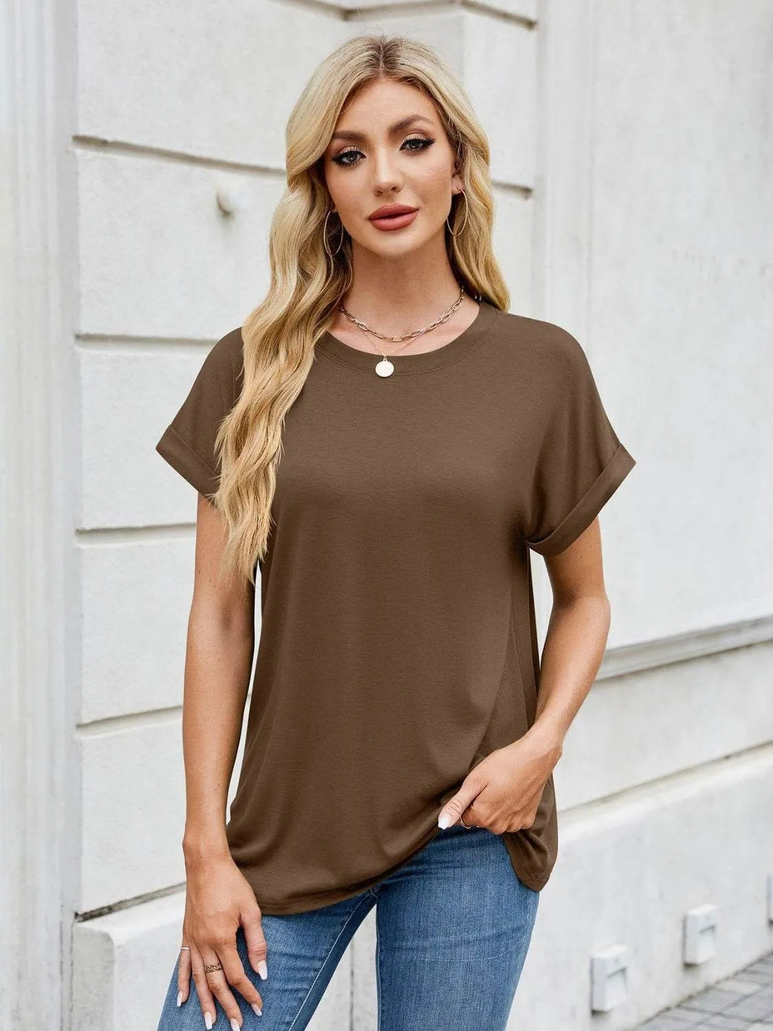 Florira Round Neck Short Sleeve T-Shirt - Bona Fide Fashion