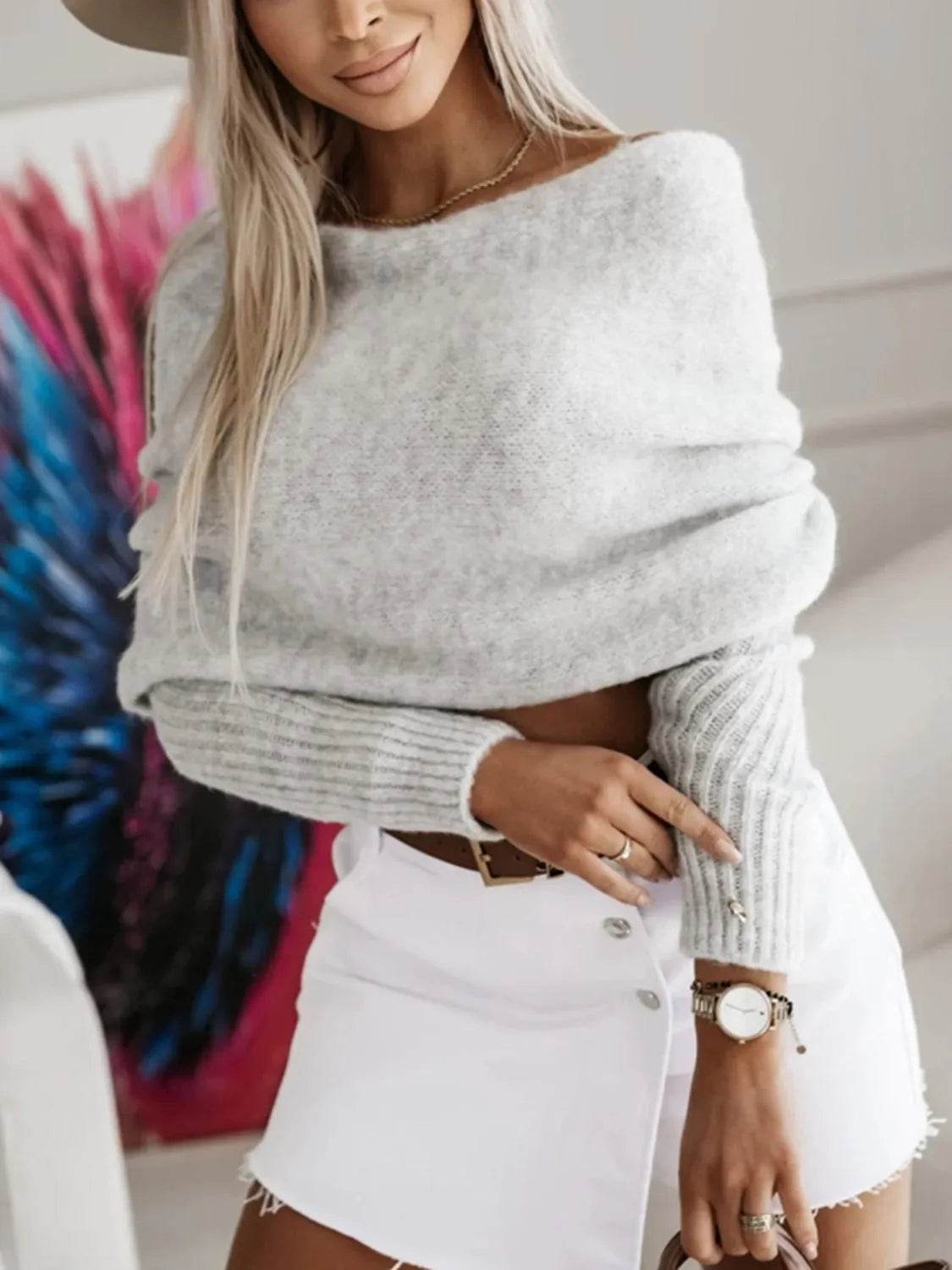 Long Sleeve Cropped Knit Top - Bona Fide Fashion