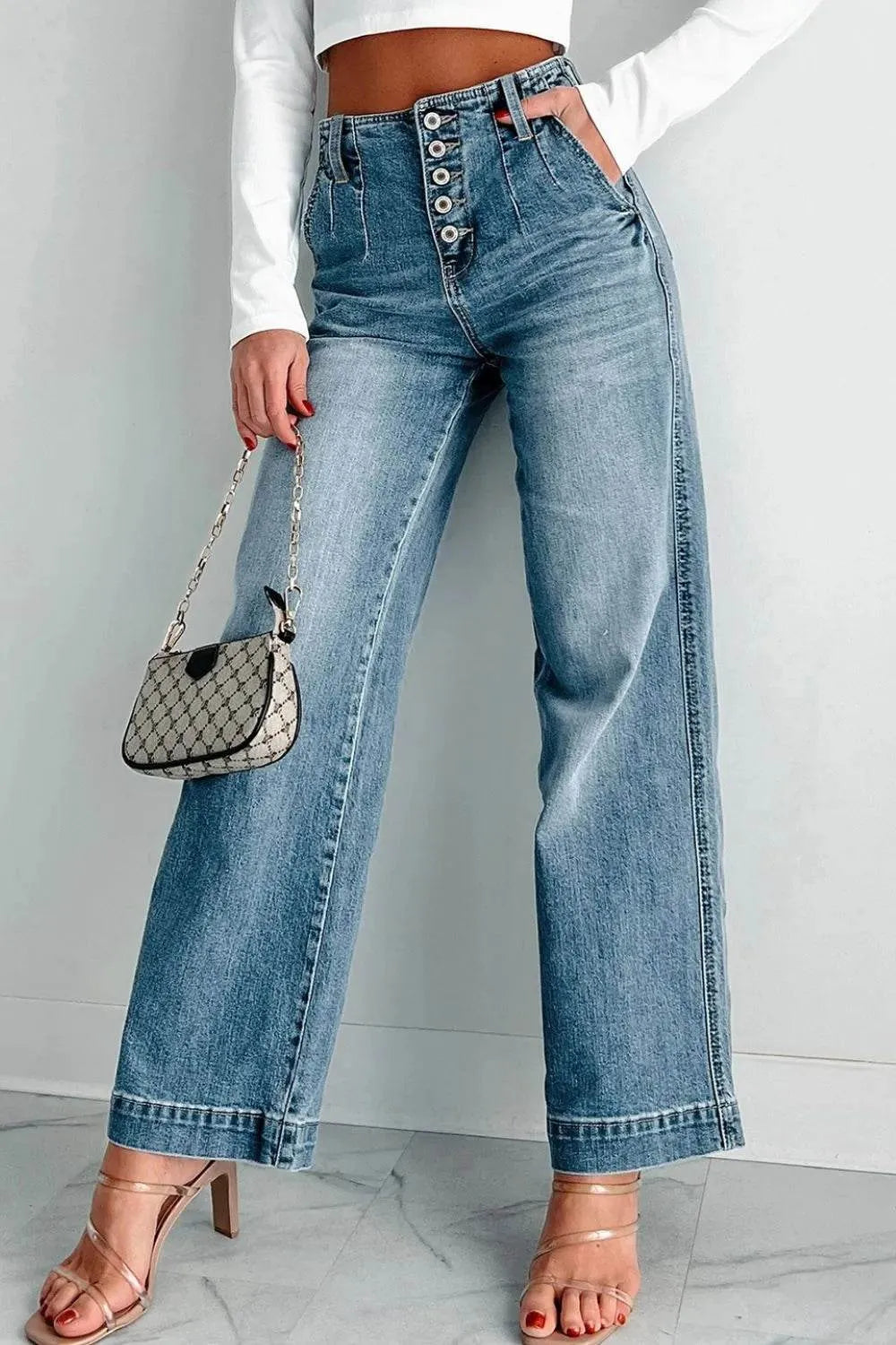 Button Fly High Waist Jeans - Bona Fide Fashion