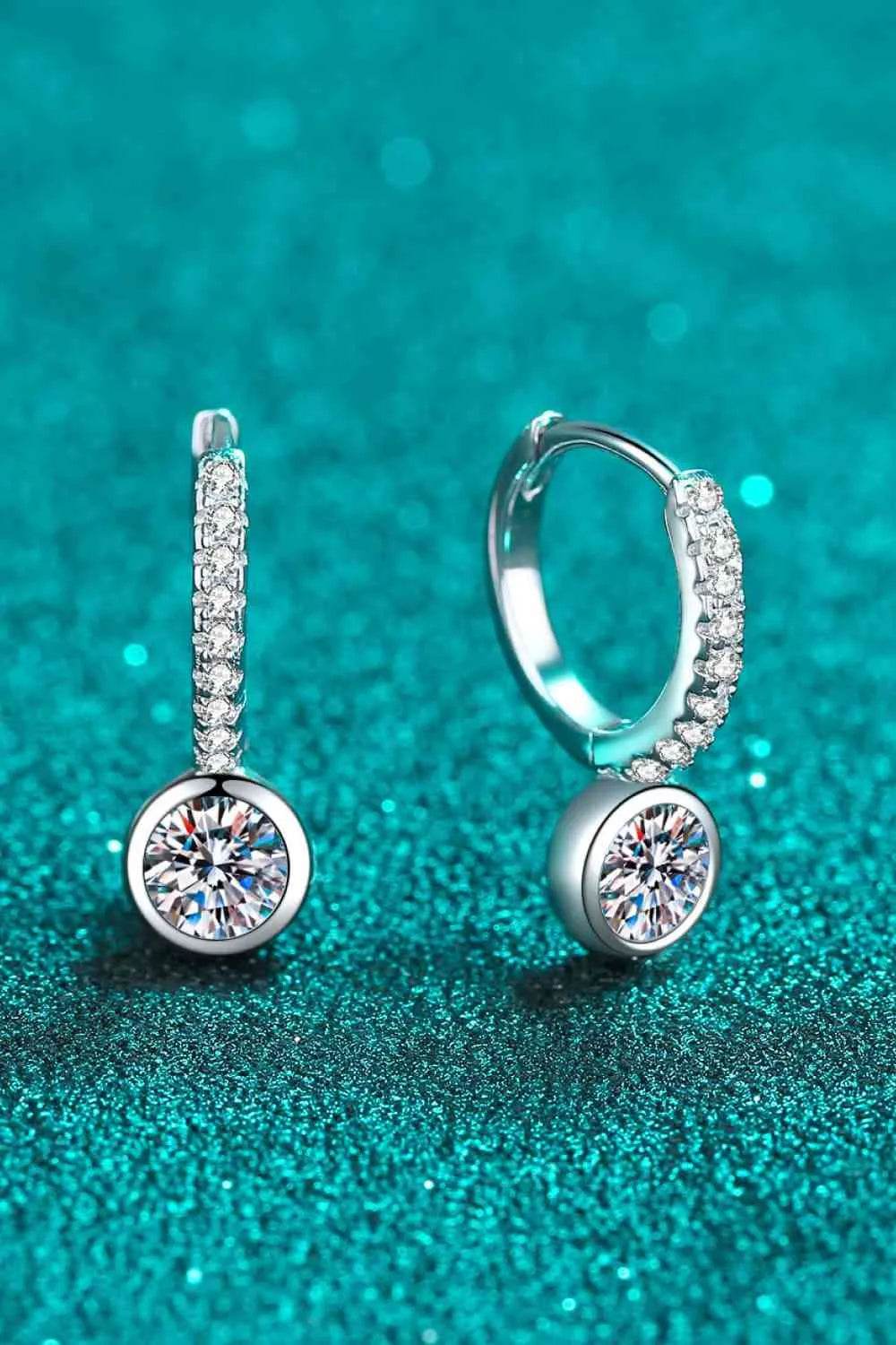 1 Carat Moissanite Rhodium-Plated Drop Earrings - Bona Fide Fashion