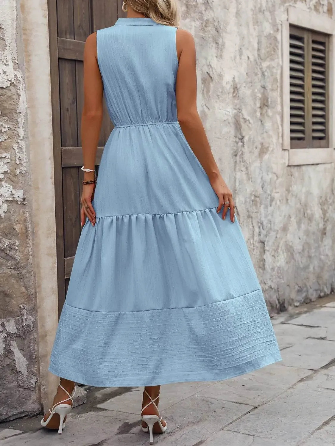 Notched Sleeveless Maxi Tank Dress - Bona Fide Fashion