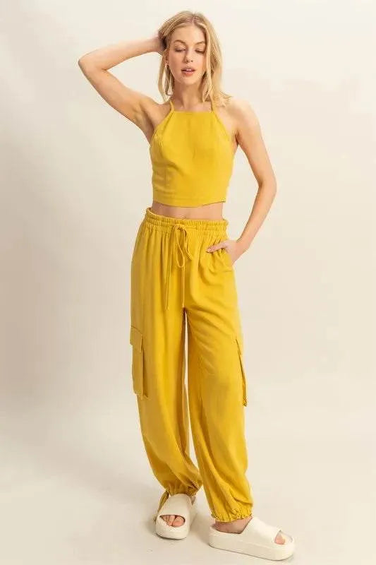 HYFVE Crop Top and Cargo Pants Set - Bona Fide Fashion